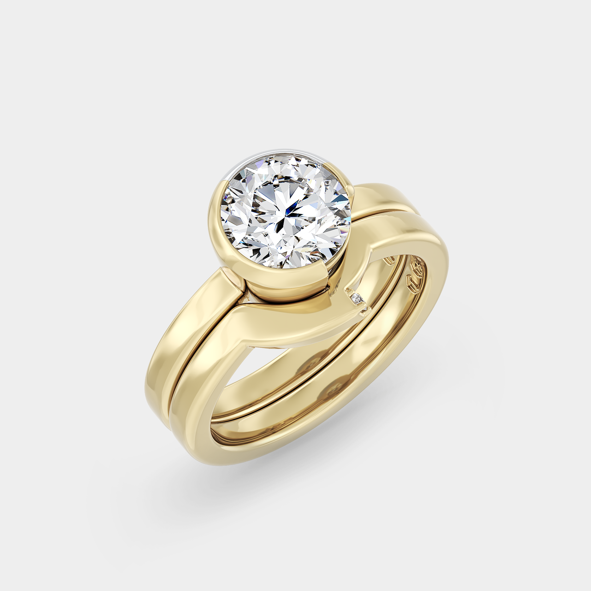Two Tone Bezel Solitaire of Round Brilliant