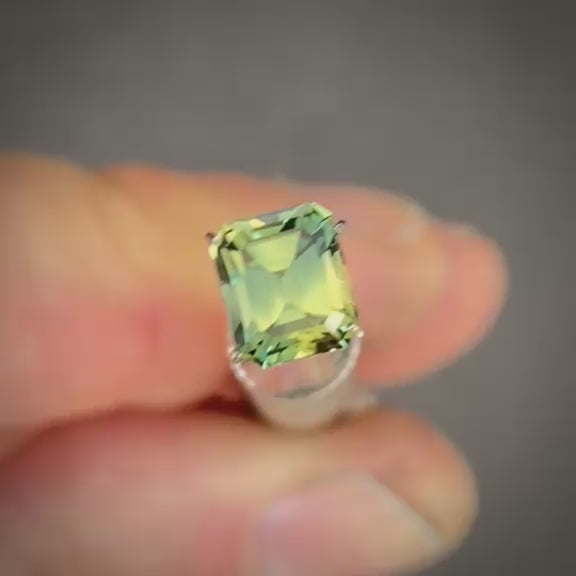 1.81ct Emerald Cut Blue/Yellow Parti Sapphire
