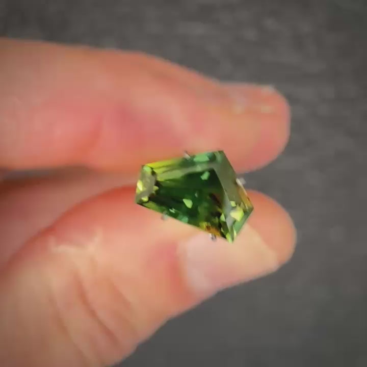 3.57ct Freeform Green/Blue/Yellow Parti Sapphire