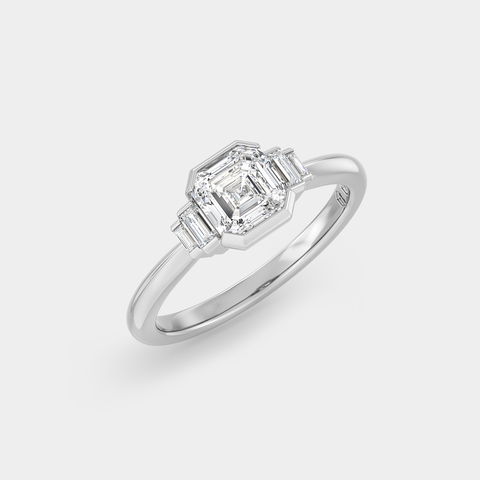 Five Stone of Asscher Cut & Baguette