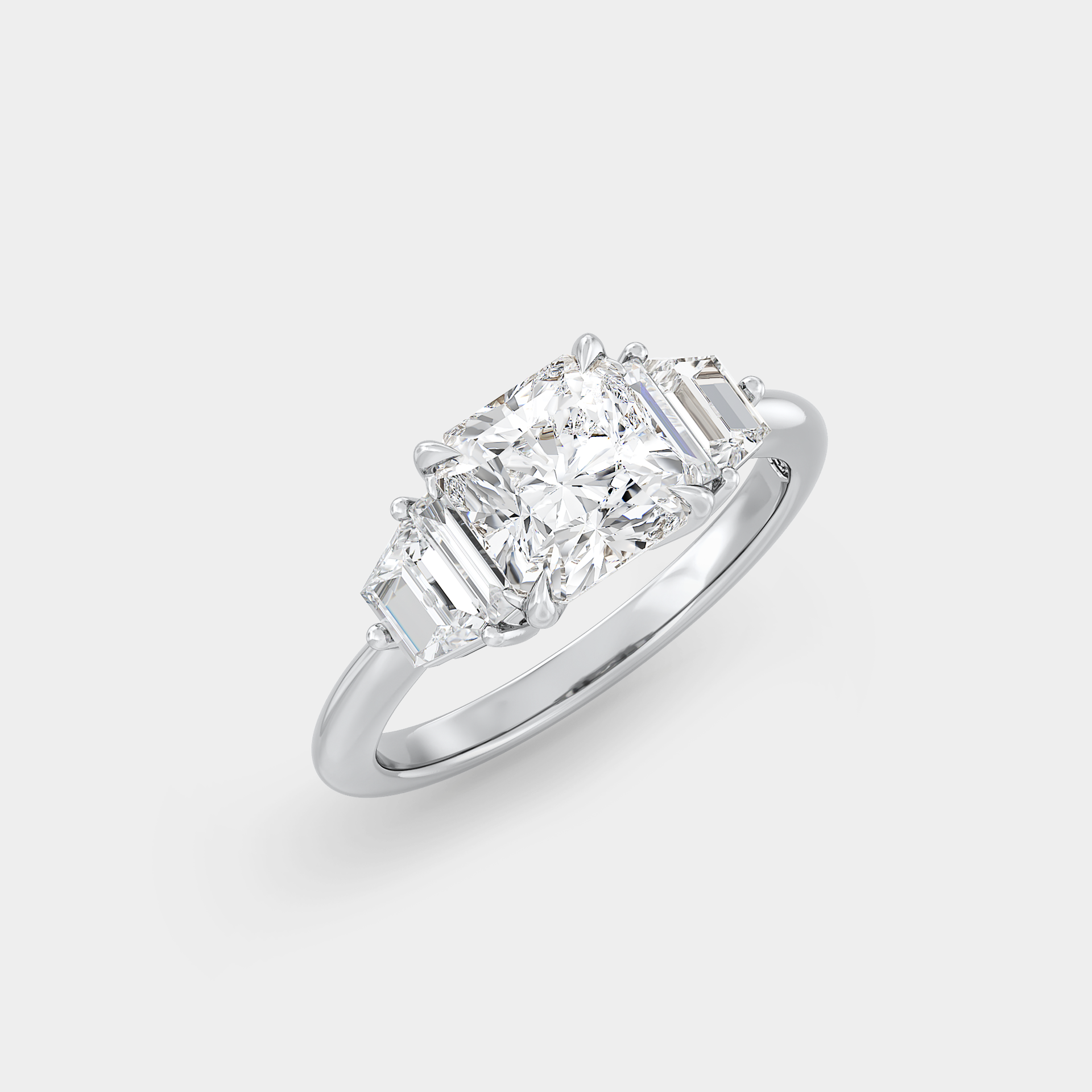 Five Stone of Square Radiant Cut Lab Grown Diamond, Trapezoid & Baguette