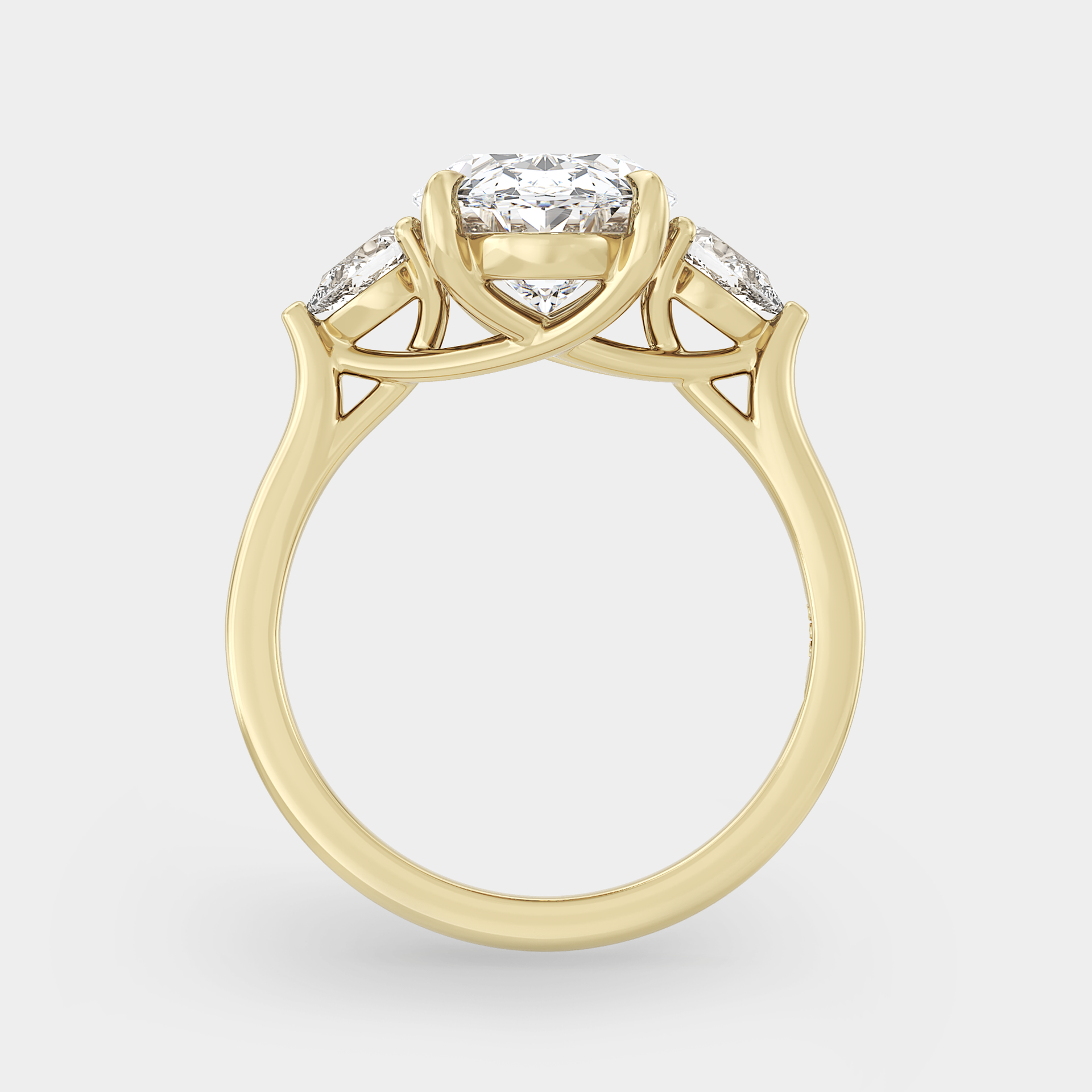 Trilogy of Lab Grown Oval & Pear, Trellis Setting