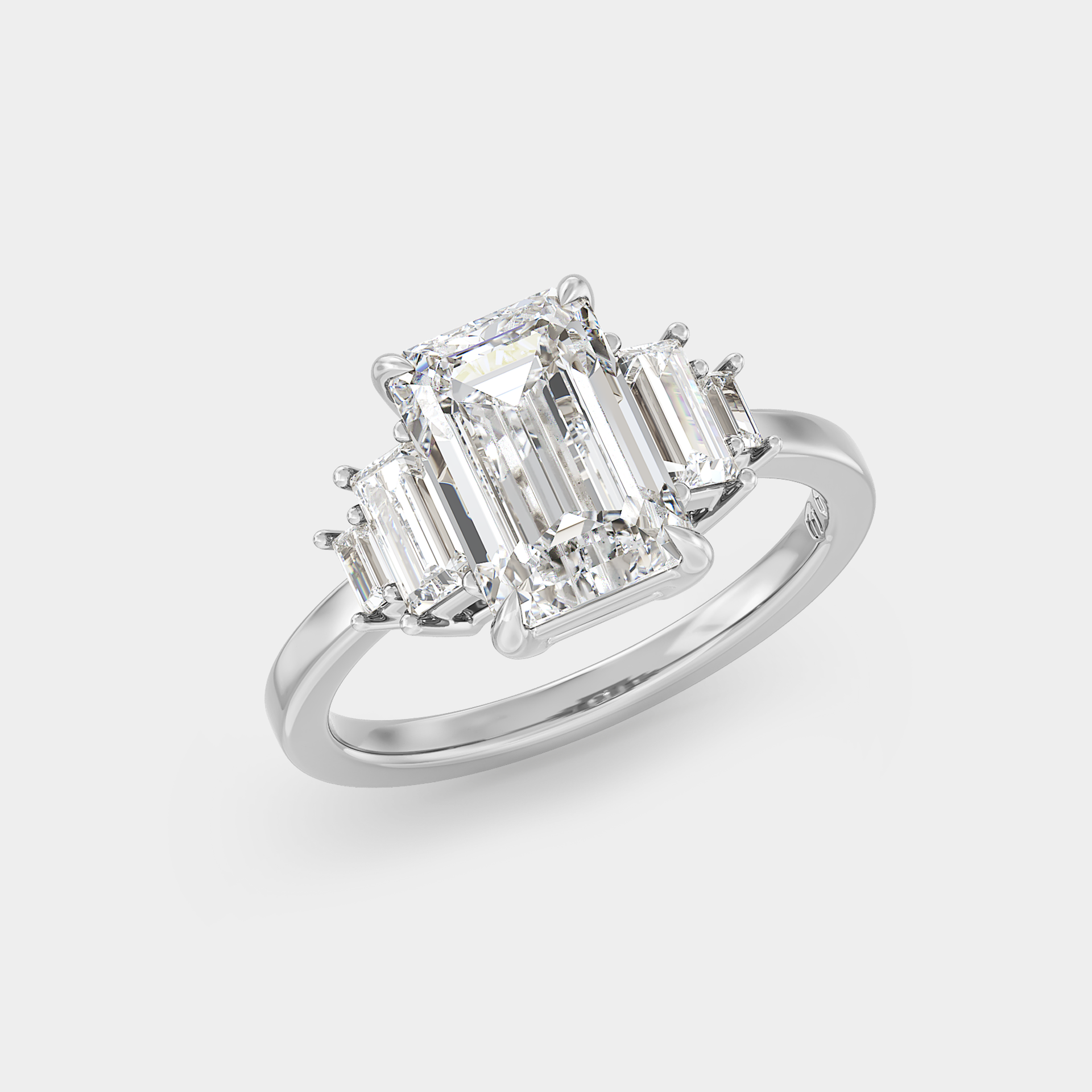 Five Stone of Emerald/Radiant Sapphire & Baguette Diamond