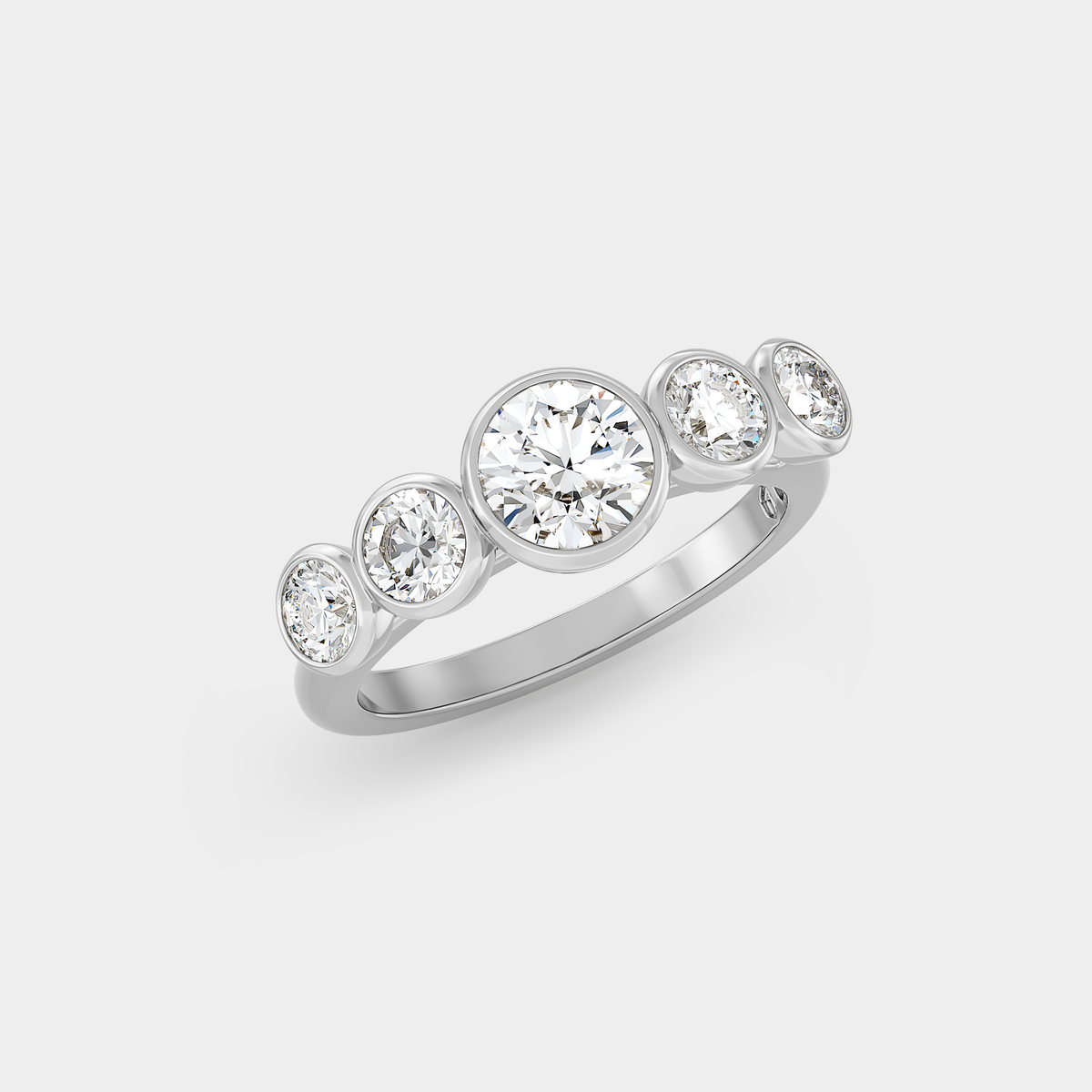 Five Stone of Lab Round Brilliant Cut, Bezel Set