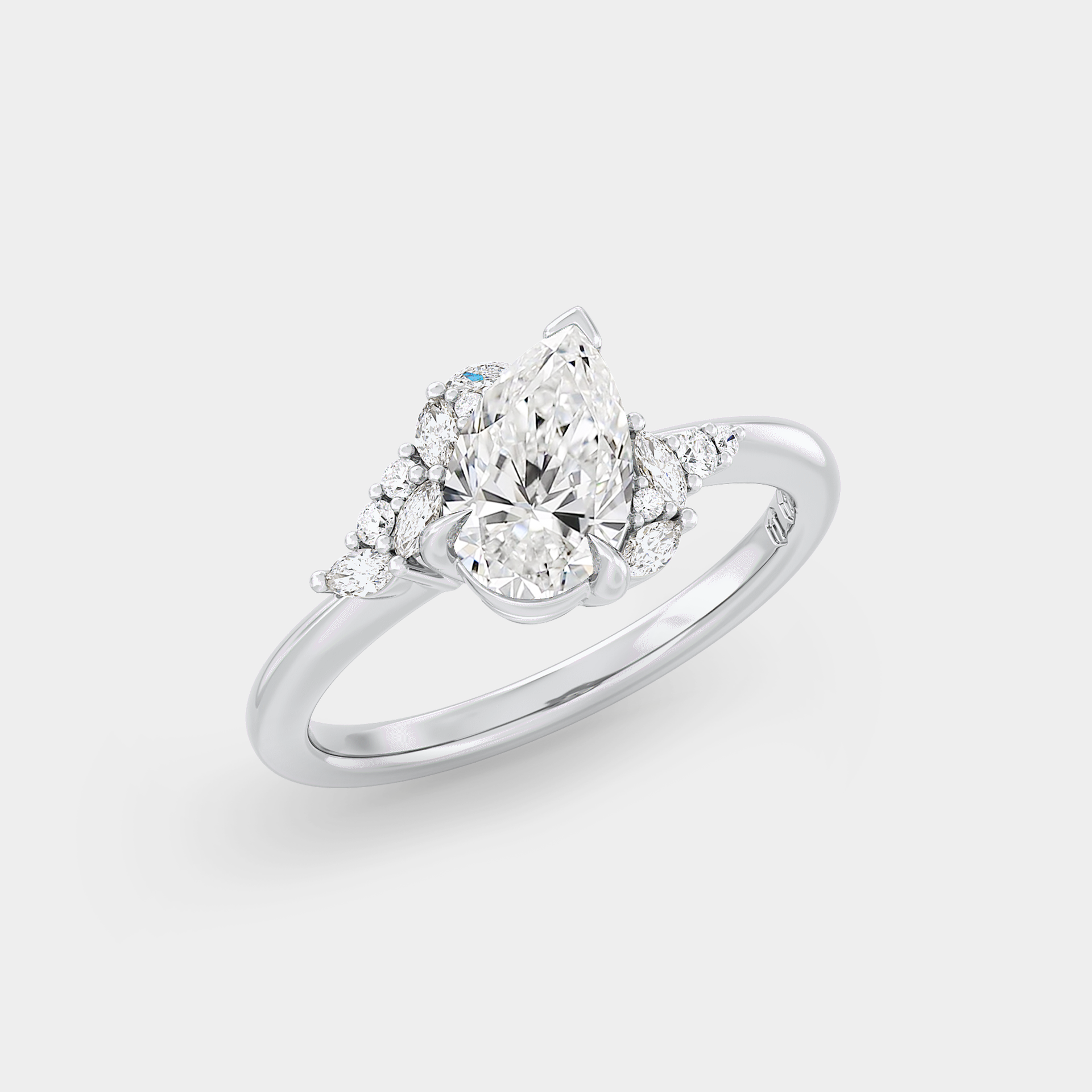 Offset Cluster of Lab Grown Pear Diamond