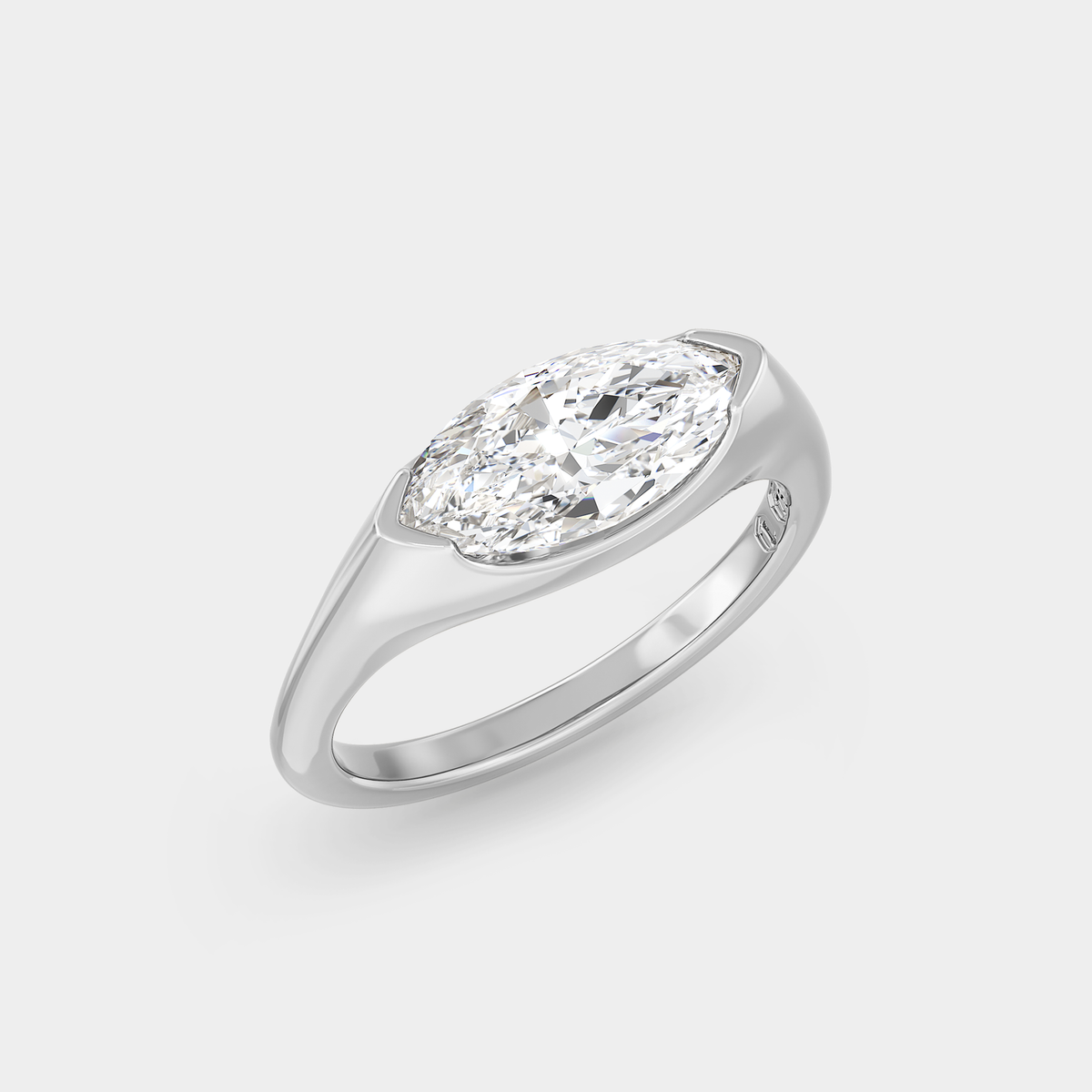 East West Marquise, Quarter Bezel Solid Form