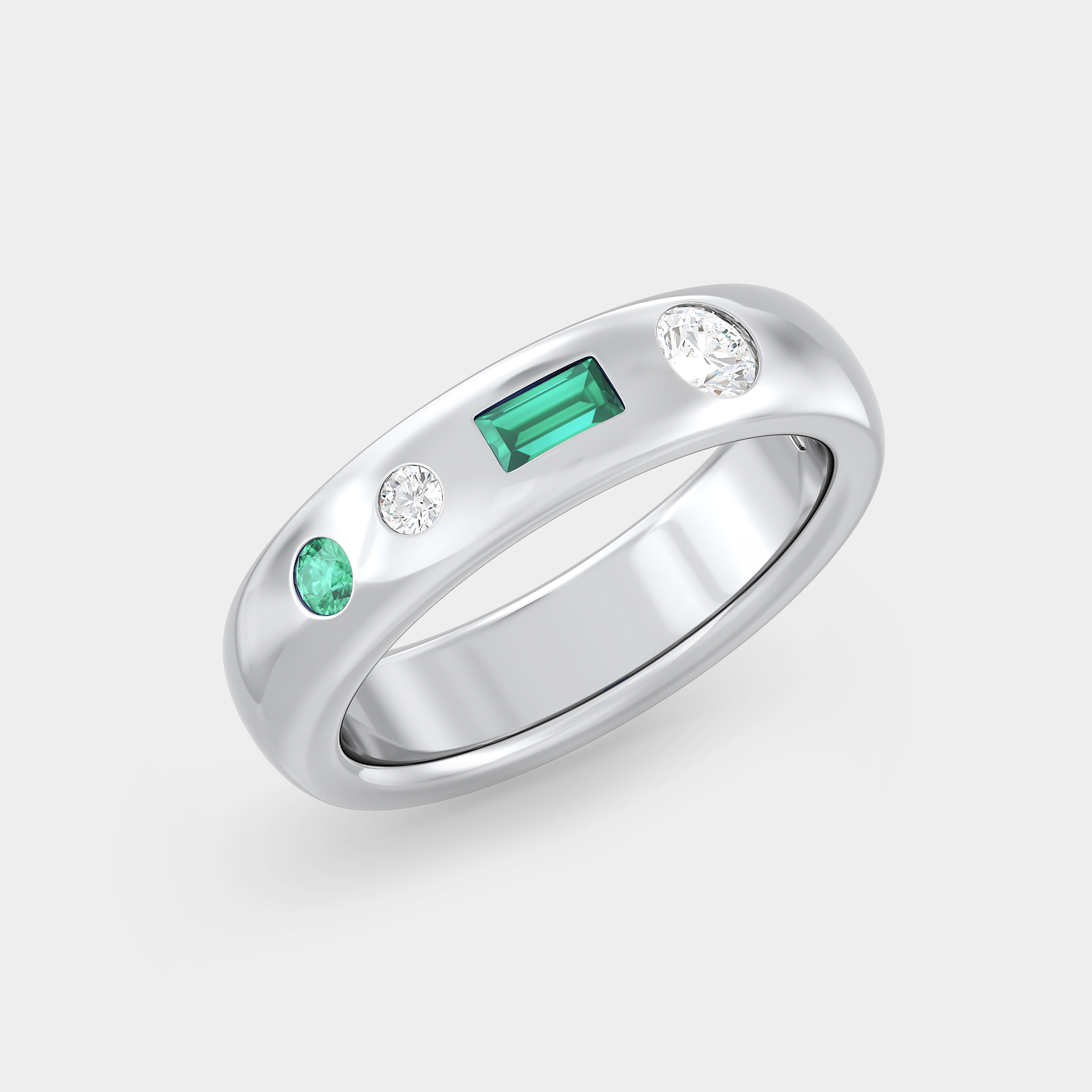 Half Dome of Green Emerald & Diamond