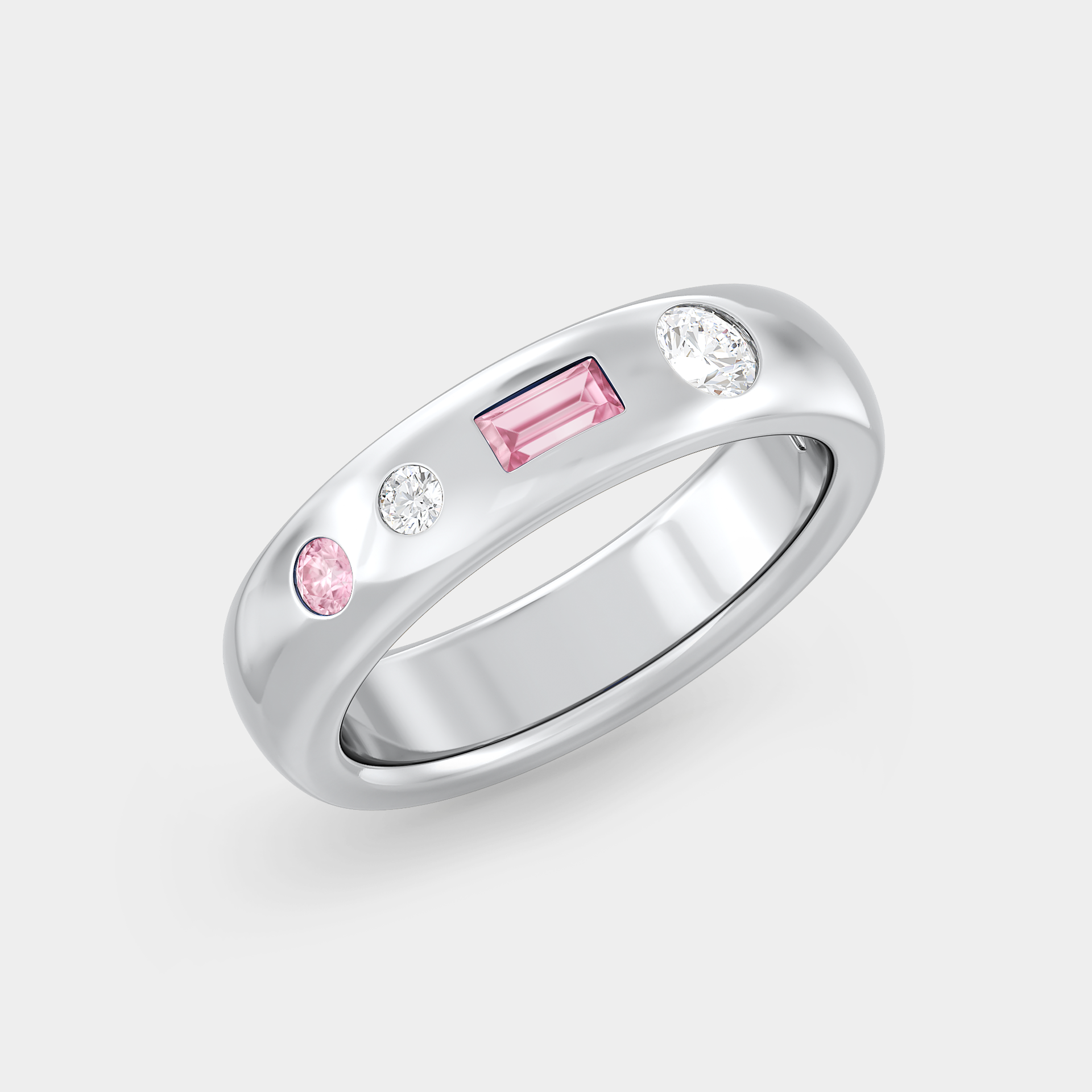 Half Dome of Pink Sapphire & Diamond