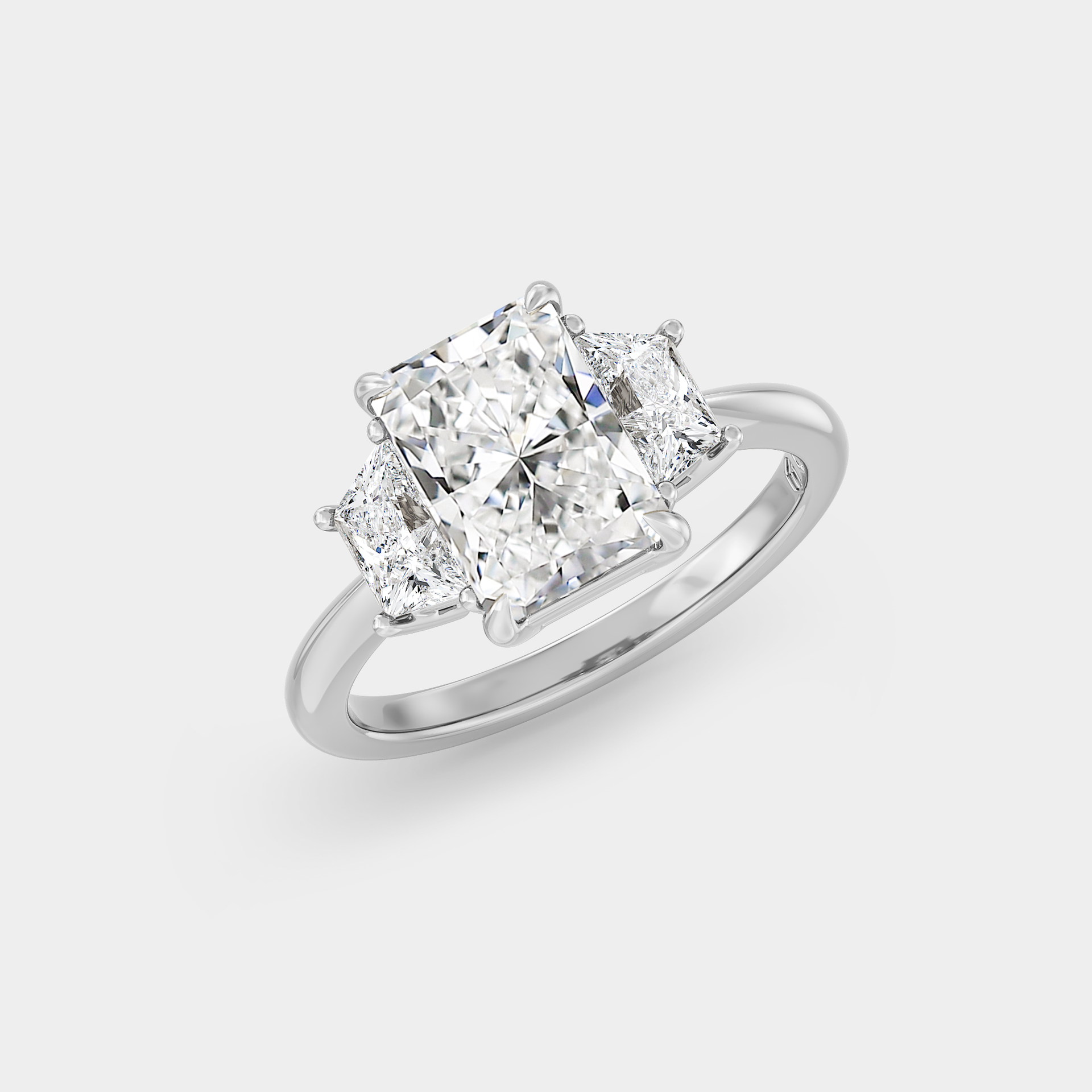 Three Stone of Lab Grown Radiant Diamond & Trapezoid