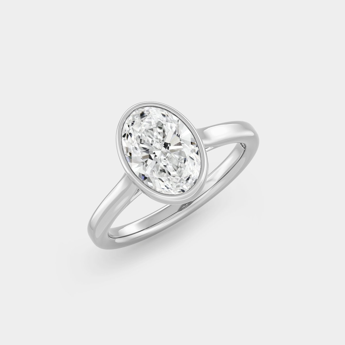 North-South Solitaire Bezel of Oval, Cathedral Set