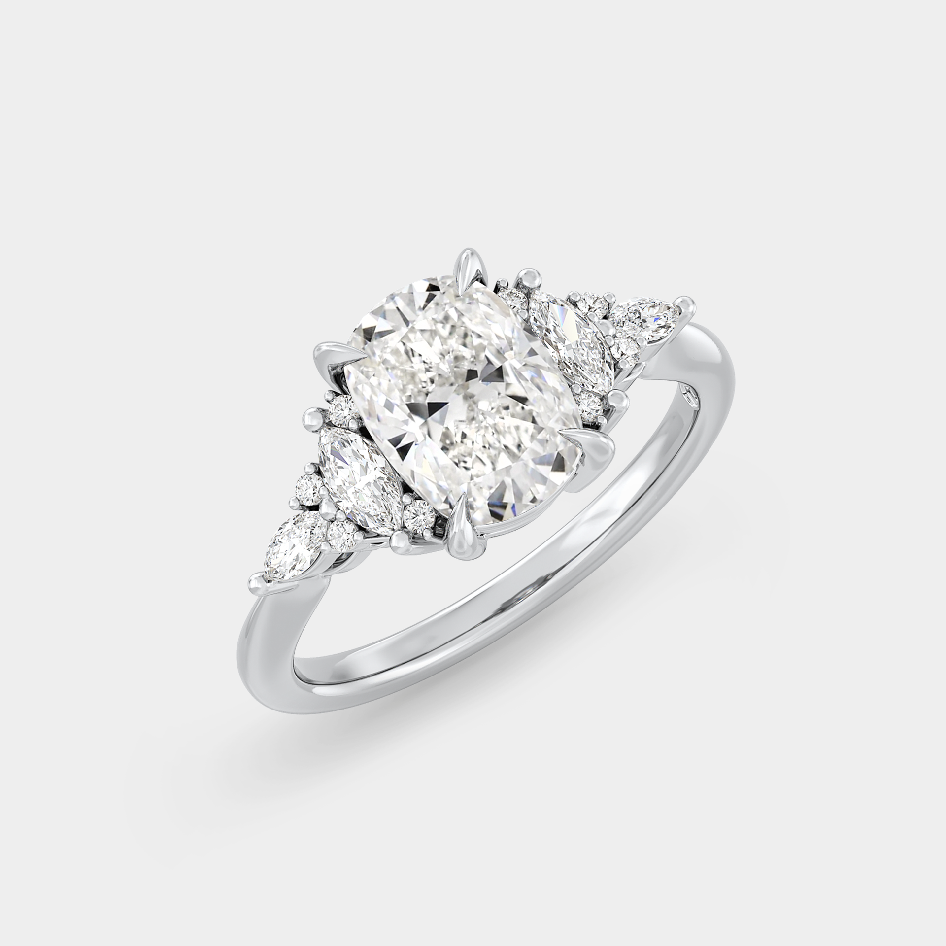 Symmetrical Cluster of Cushion Lab Grown White Diamond