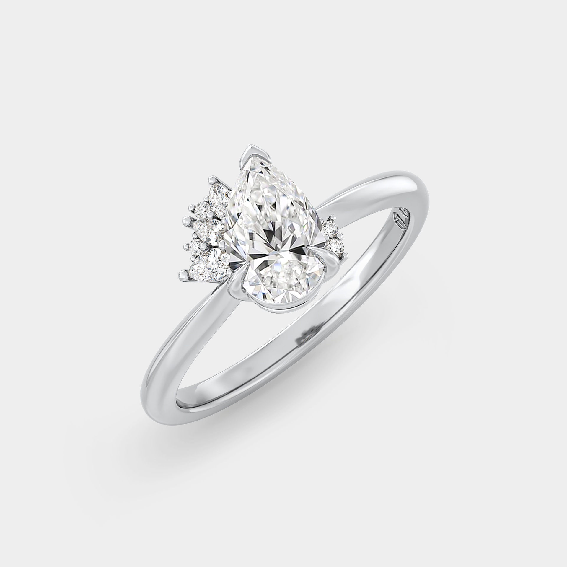 Offset Cluster of Lab Grown Pear Diamond