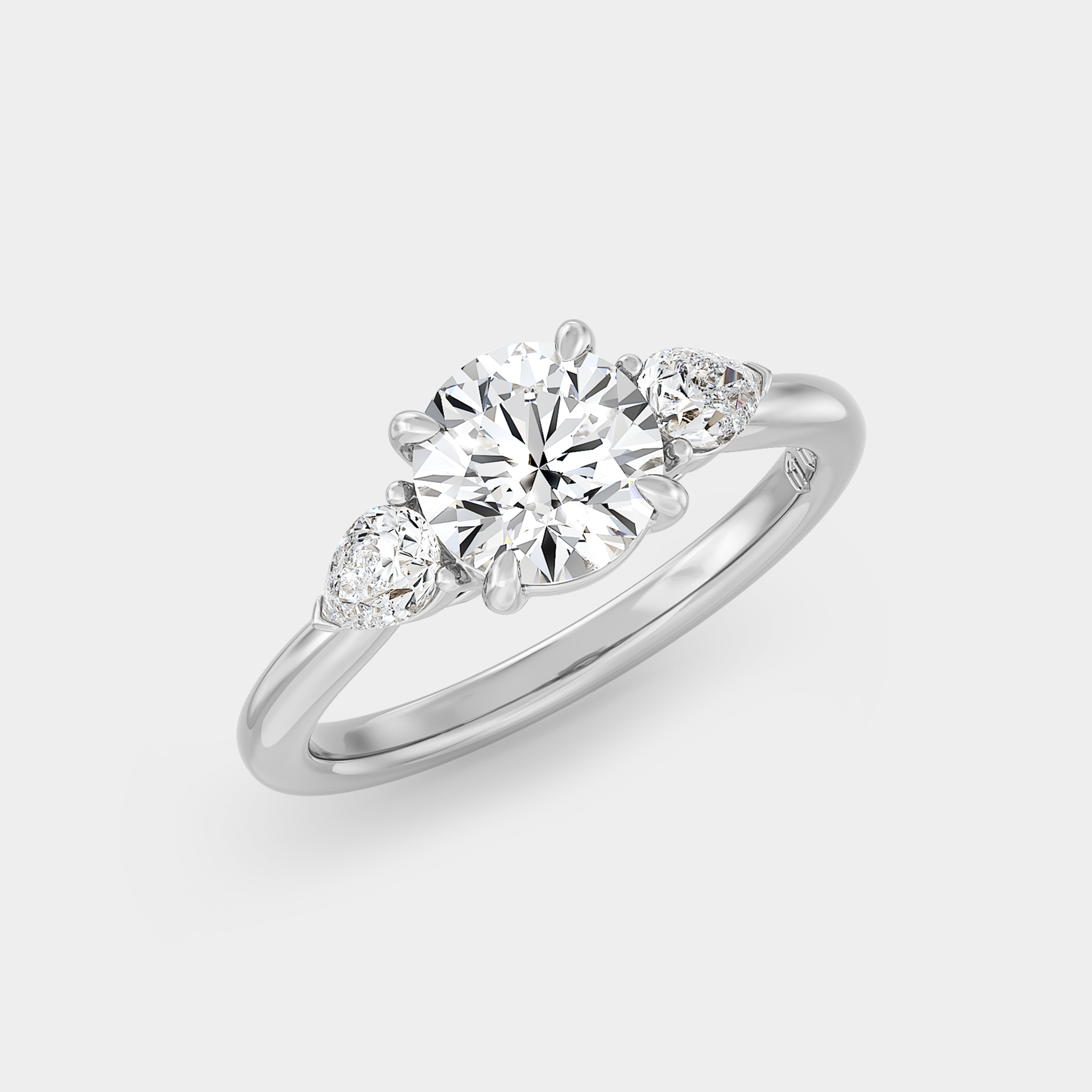 Three Stone of Round Cut Lab Grown Diamond & Pear