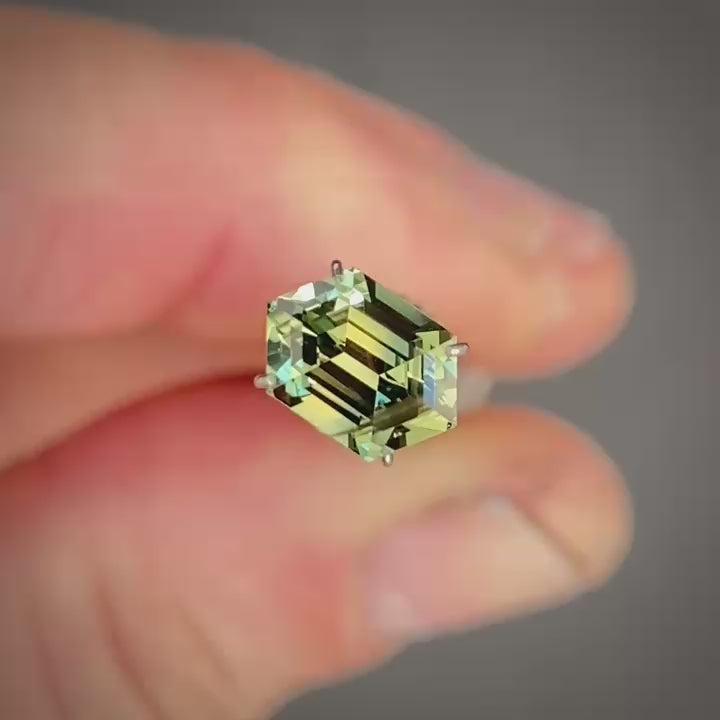 1.95ct Hex Cut Green Parti Sapphire