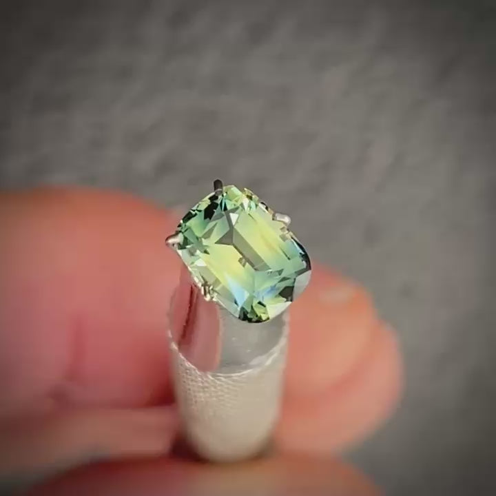 1.25ct Cushion Cut Green/Blue/Yellow Parti Sapphire