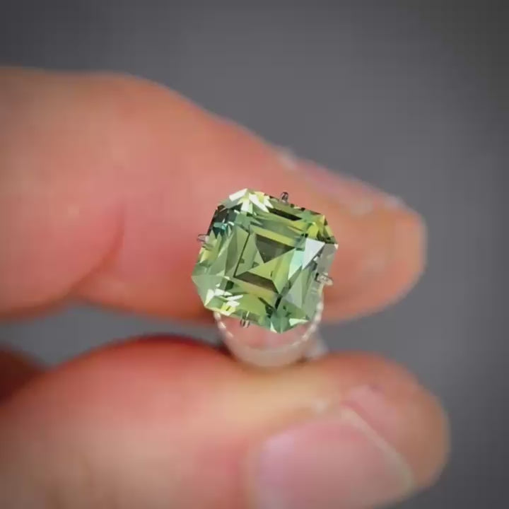 2.40ct Asscher Cut Green-Blue/Yellow Parti Sapphire