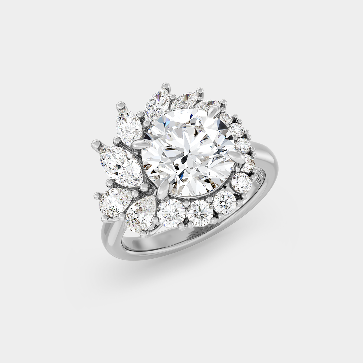 Floral Halo of Round, Marquise & Pear