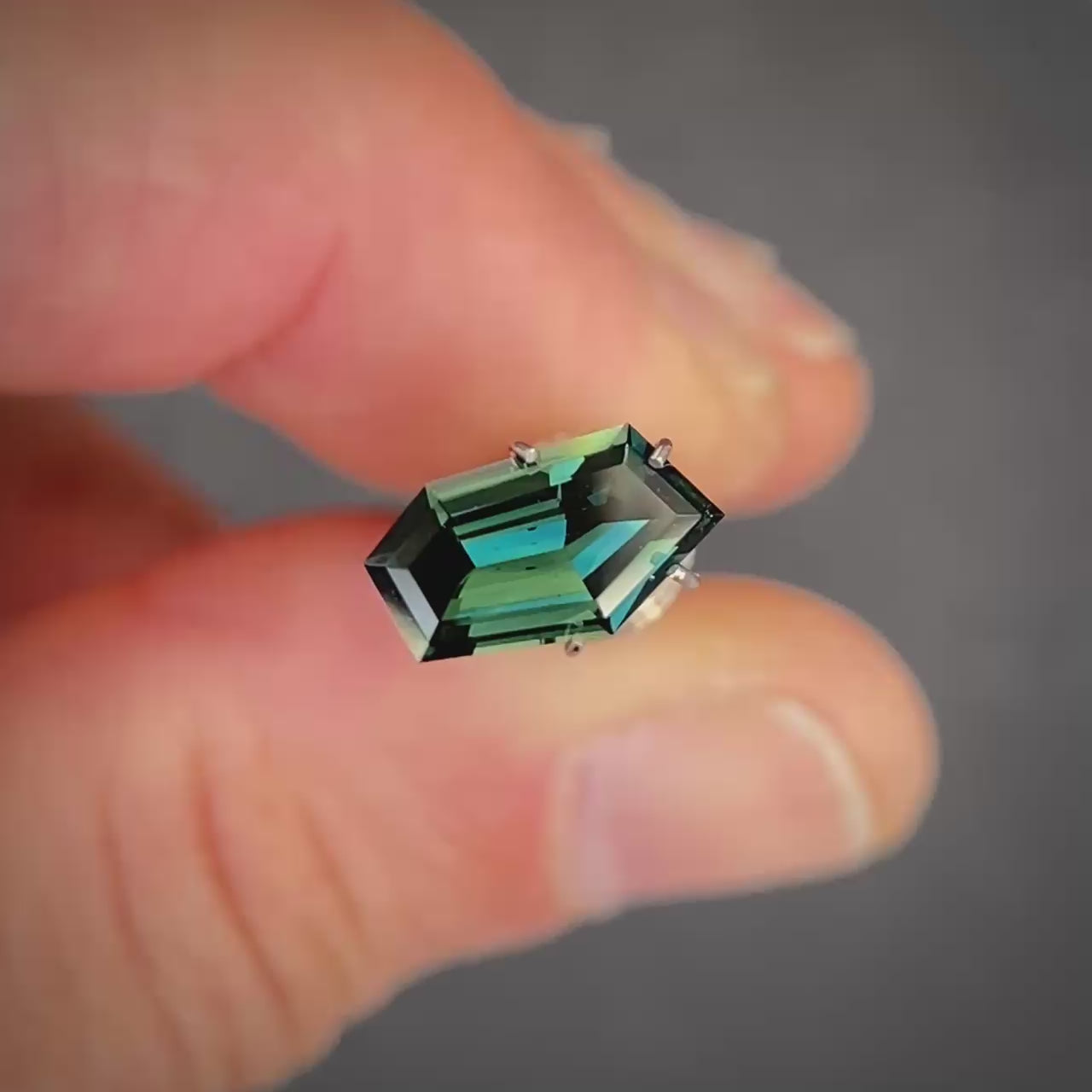 1.63ct Freeform Green/Blue Parti Sapphire