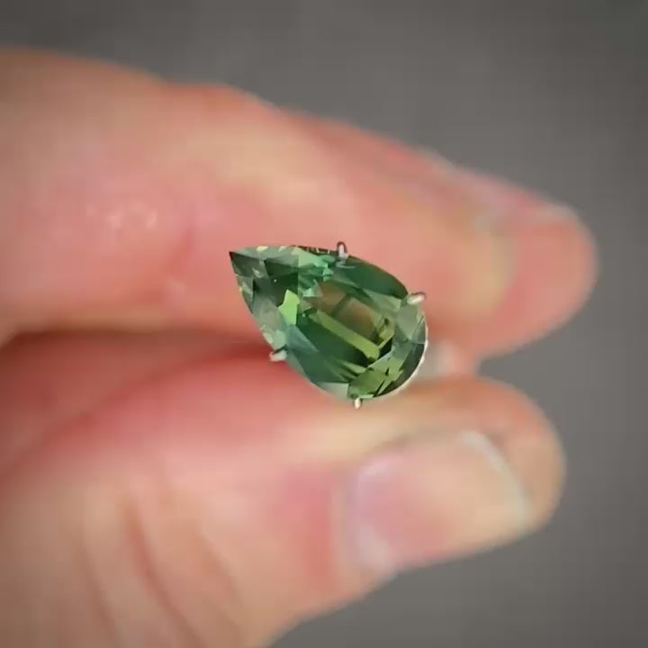 2.09ct Pear Green/Blue Parti Sapphire