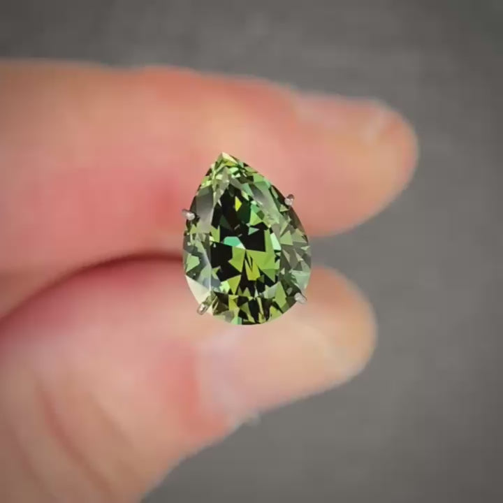 3.05ct Pear Green Sapphire
