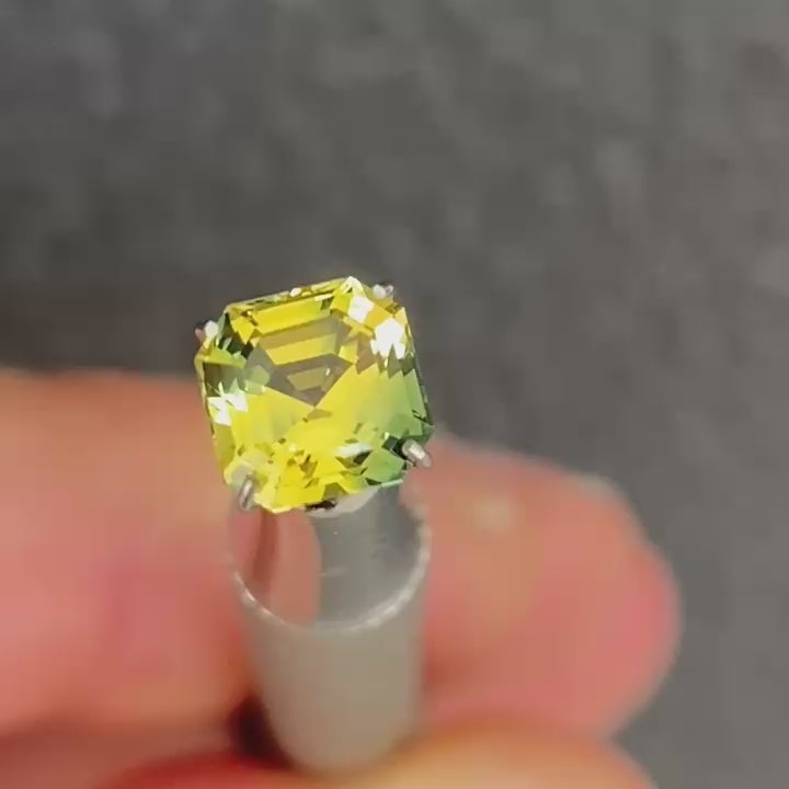 1.55ct Asscher Cut Green/Yellow Parti Sapphire