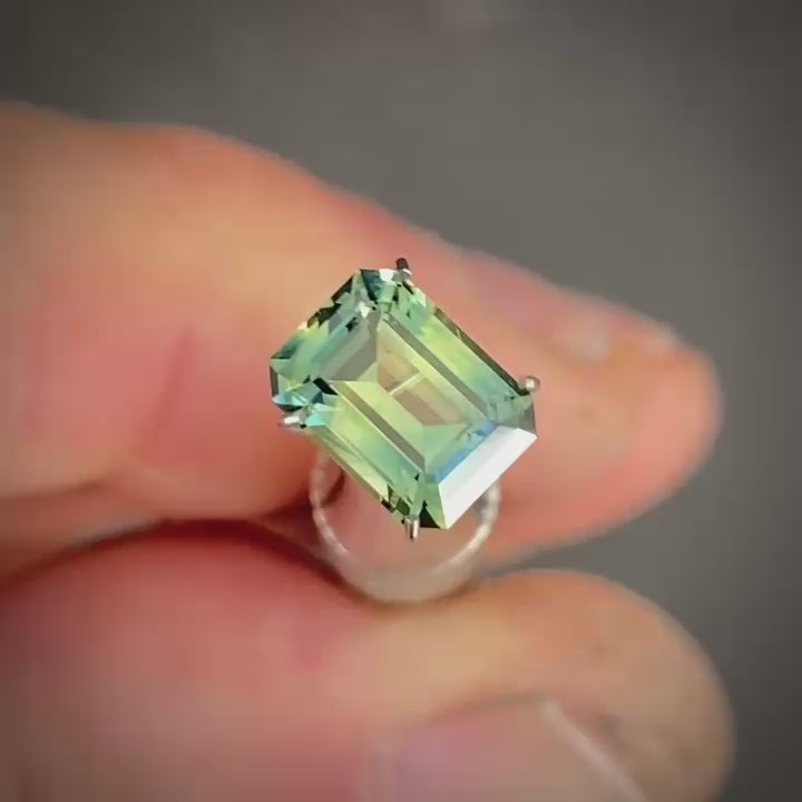 1.91ct Emerald Cut Blue/Yellow Parti Sapphire