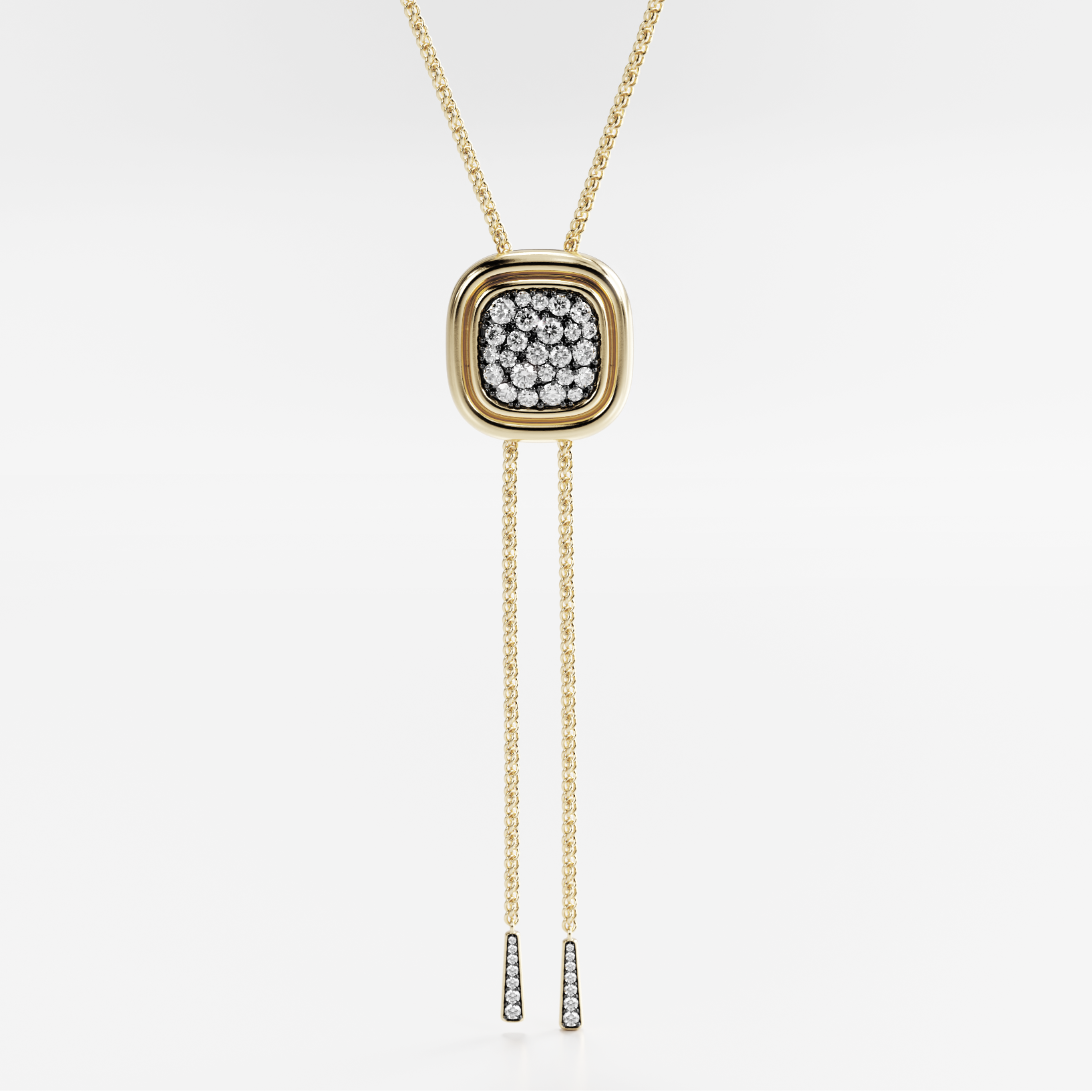 Soft Cushion of Blackened Pavé, Slider Necklace