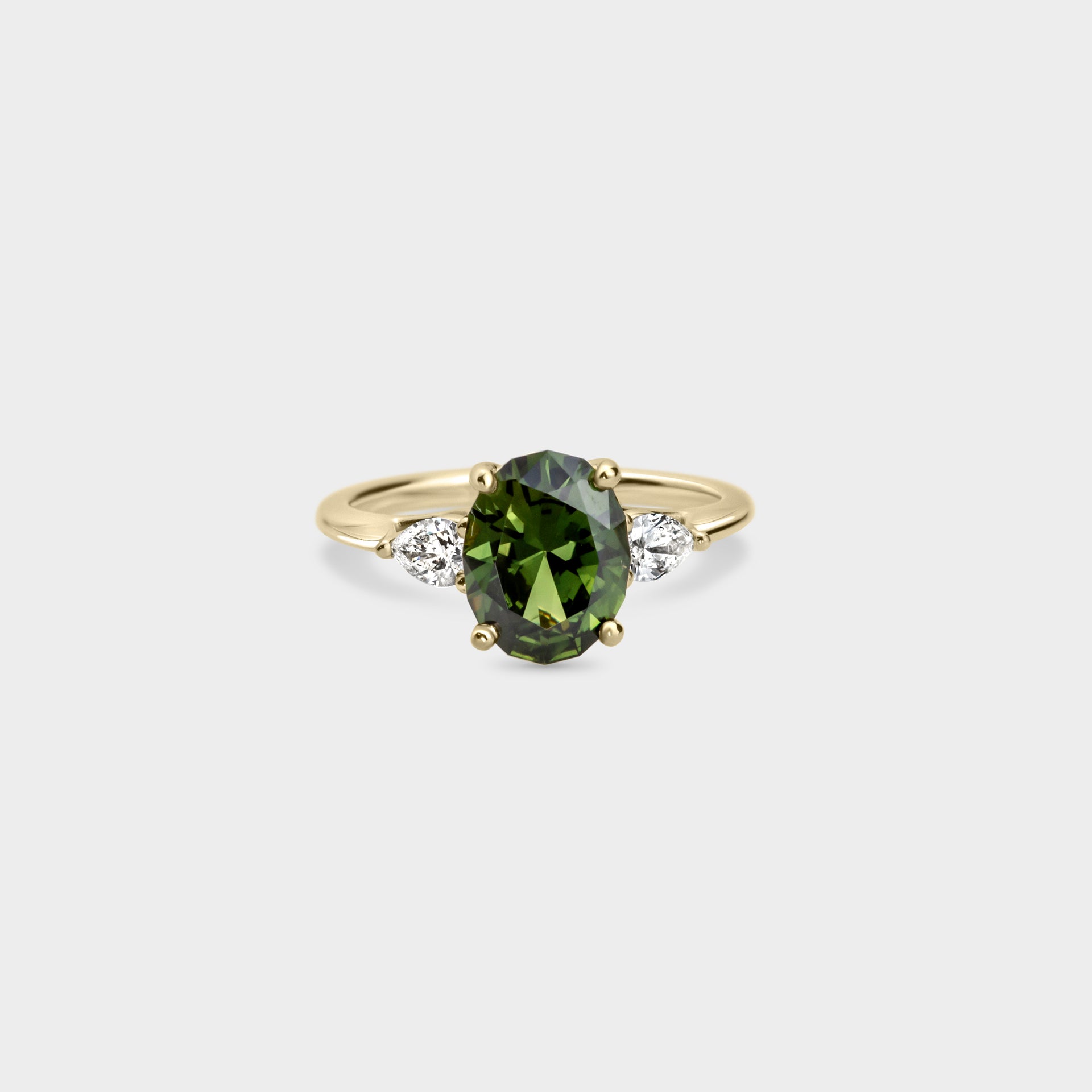 2.50ct Trio of Green Sapphire & Pear Diamond