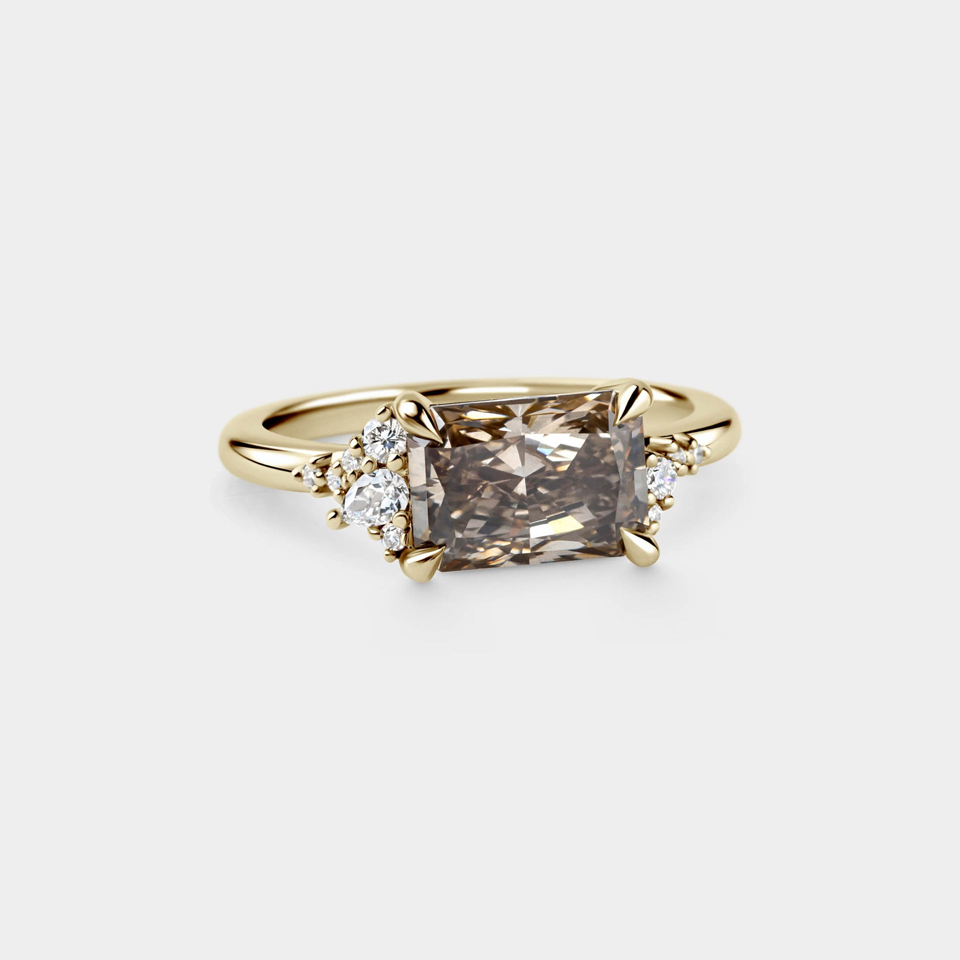 2.14ct East-West Asymmetrical Cluster of Champagne Lab Diamond