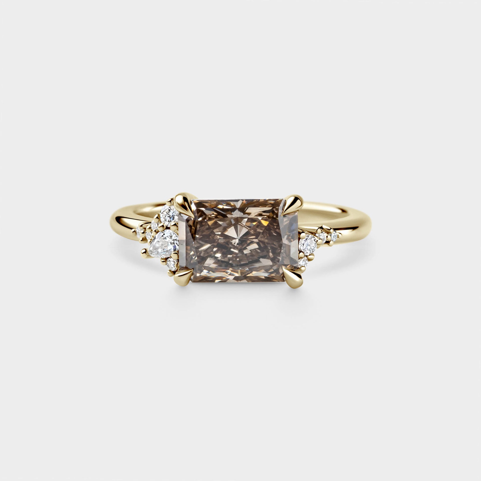 2.14ct East-West Asymmetrical Cluster of Champagne Lab Diamond