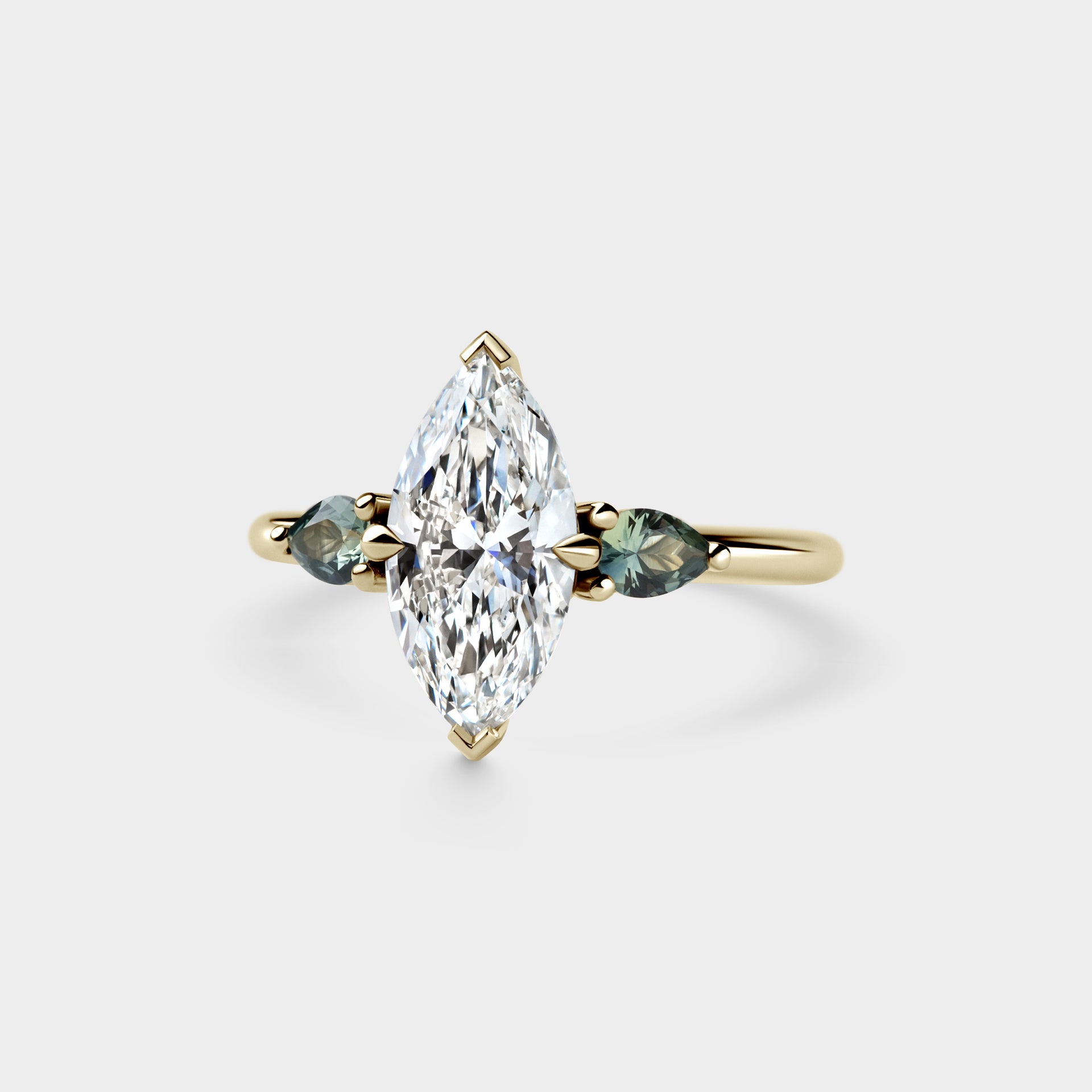 1.89ct Three Stone of Lab Marquise & Sapphire