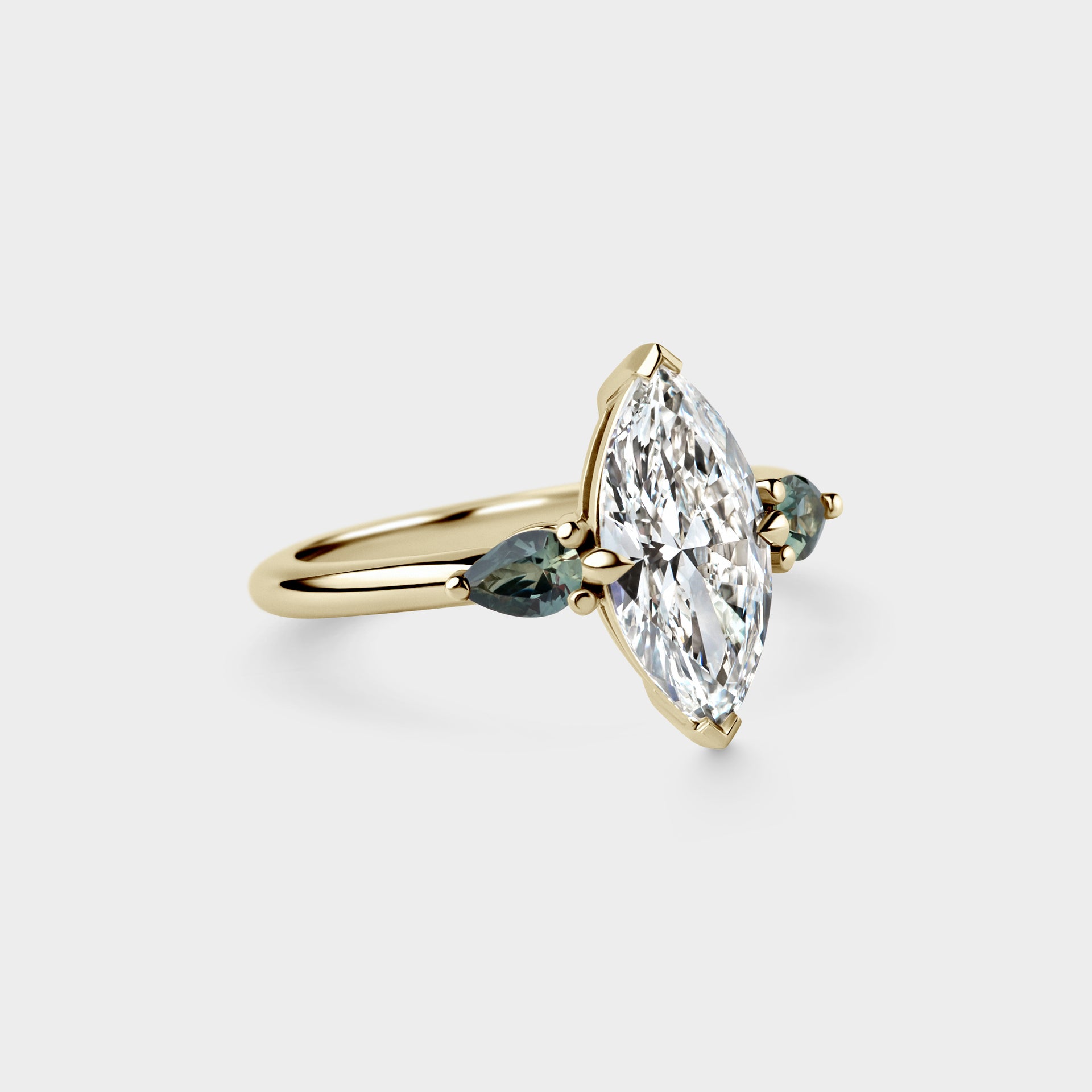 1.89ct Three Stone of Lab Marquise & Sapphire