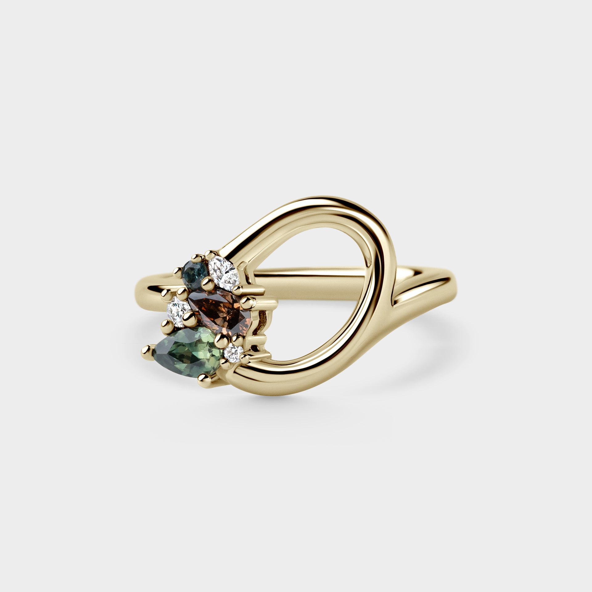 Aperture / White, Champagne Diamond & Green Sapphire