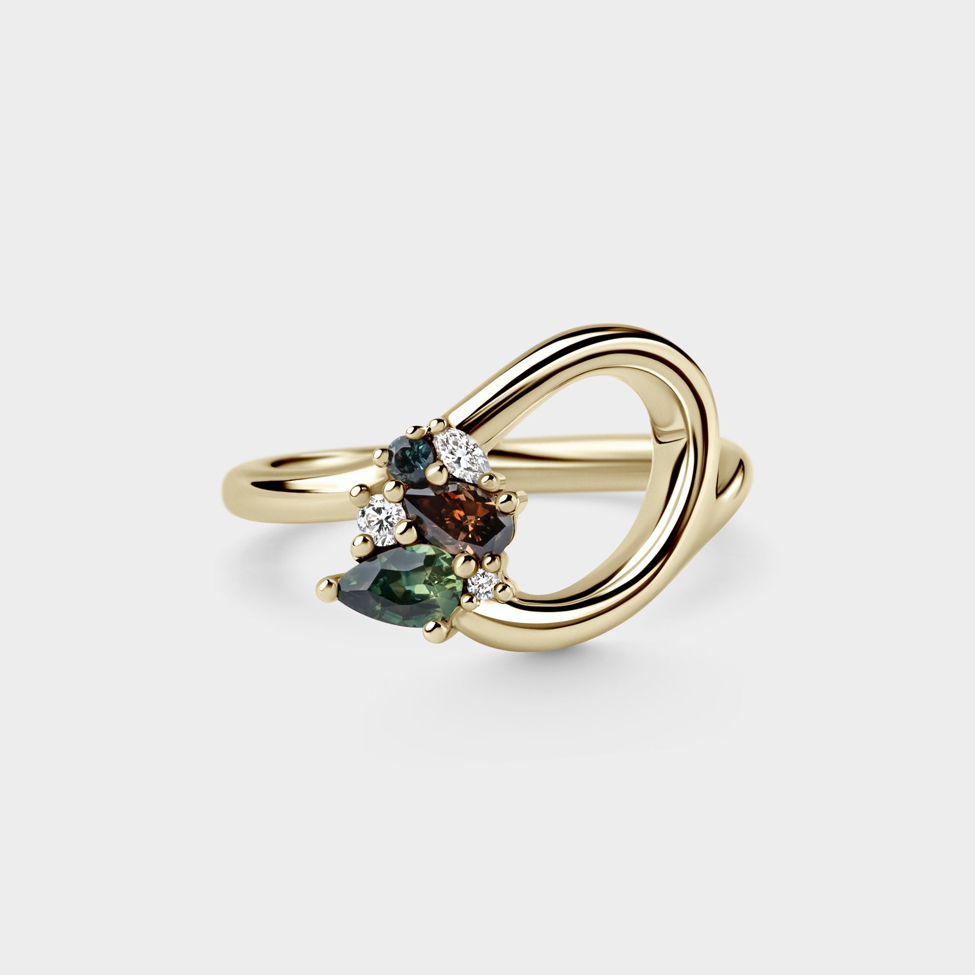 Aperture / White, Champagne Diamond & Green Sapphire