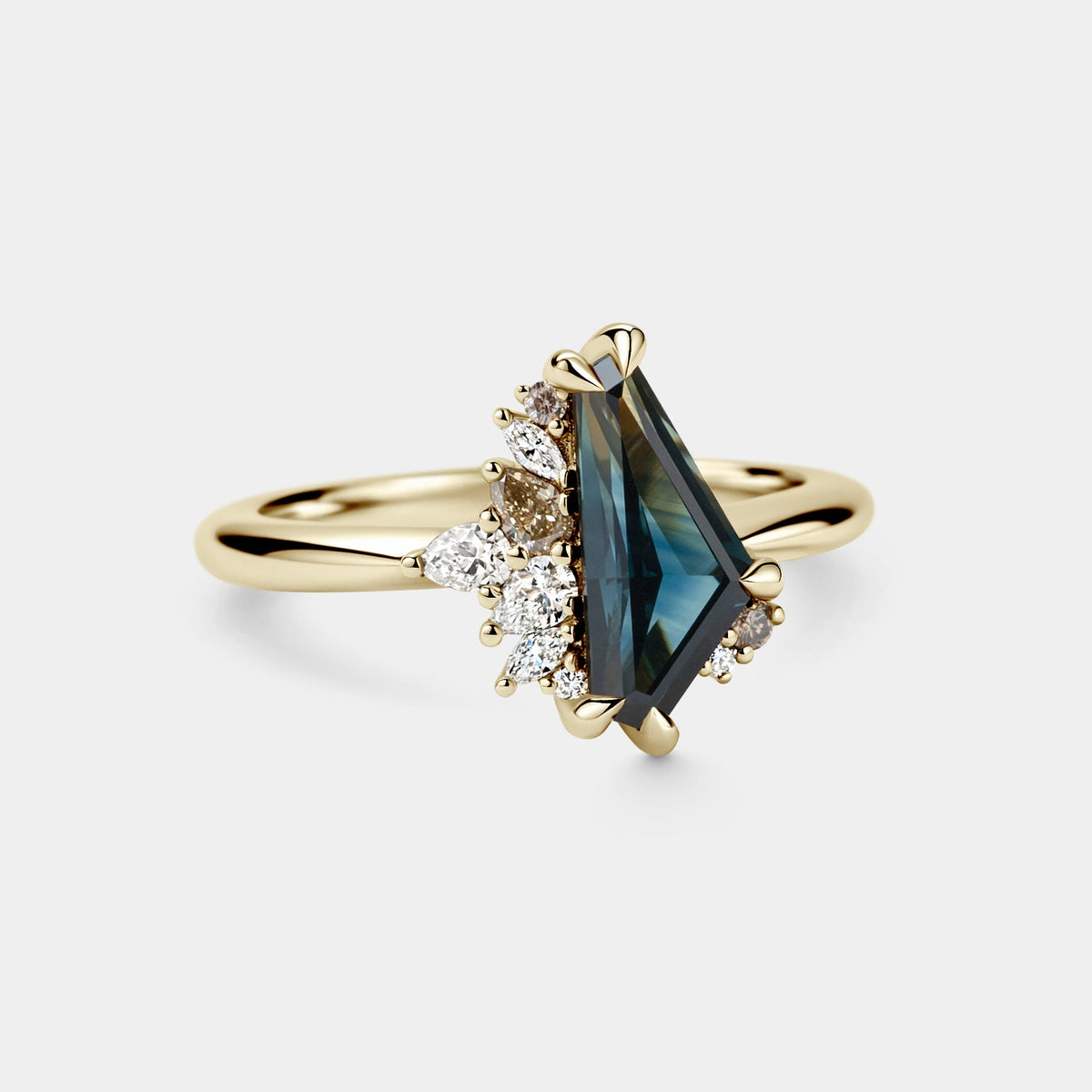 1.63ct Irregular Cluster of Freeform Sapphire & Diamond