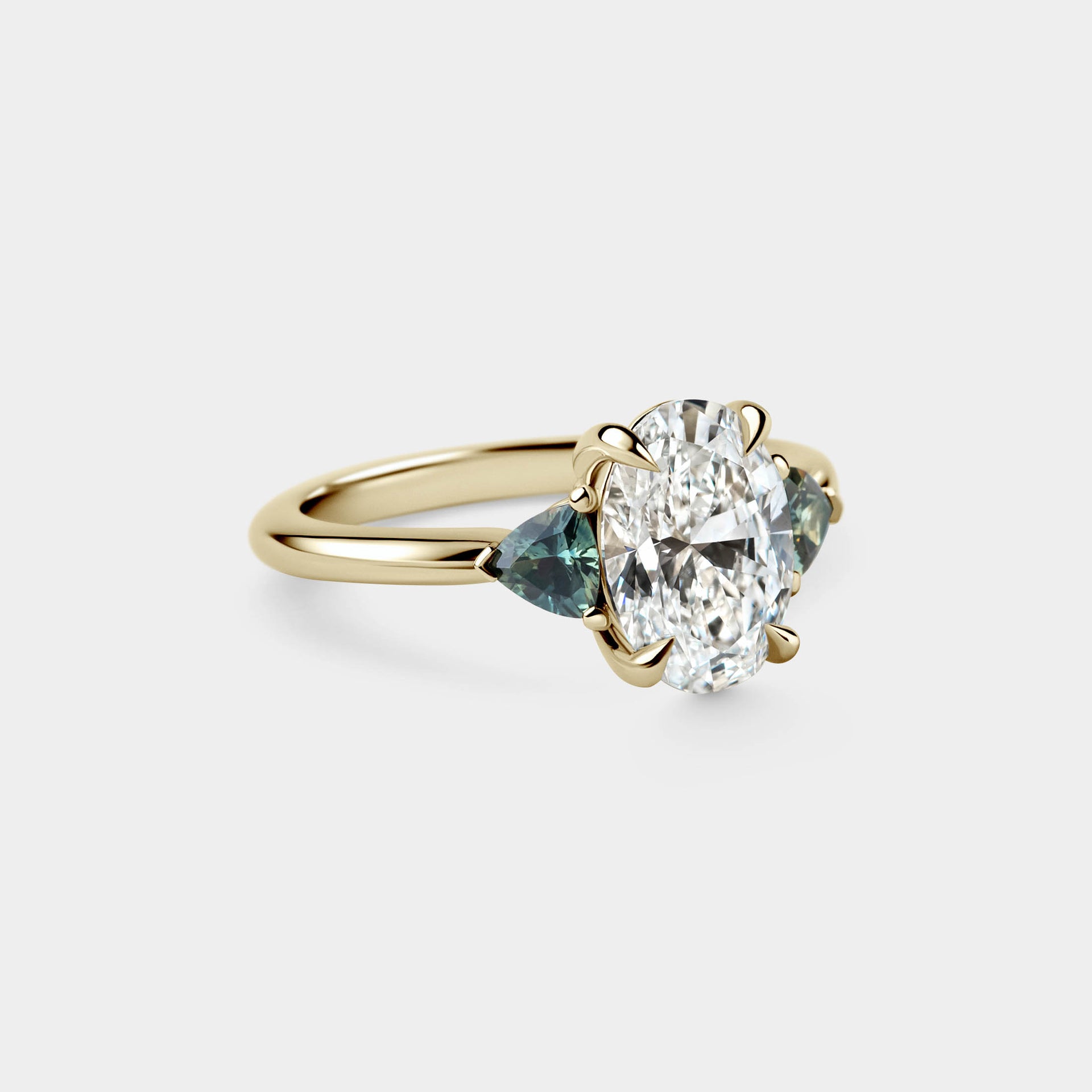 2.00ct Three Stone of Lab Oval & Sapphire