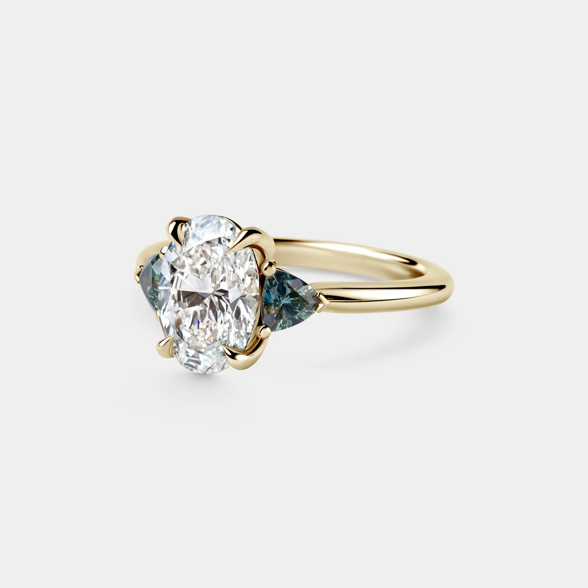 2.00ct Three Stone of Lab Oval & Sapphire