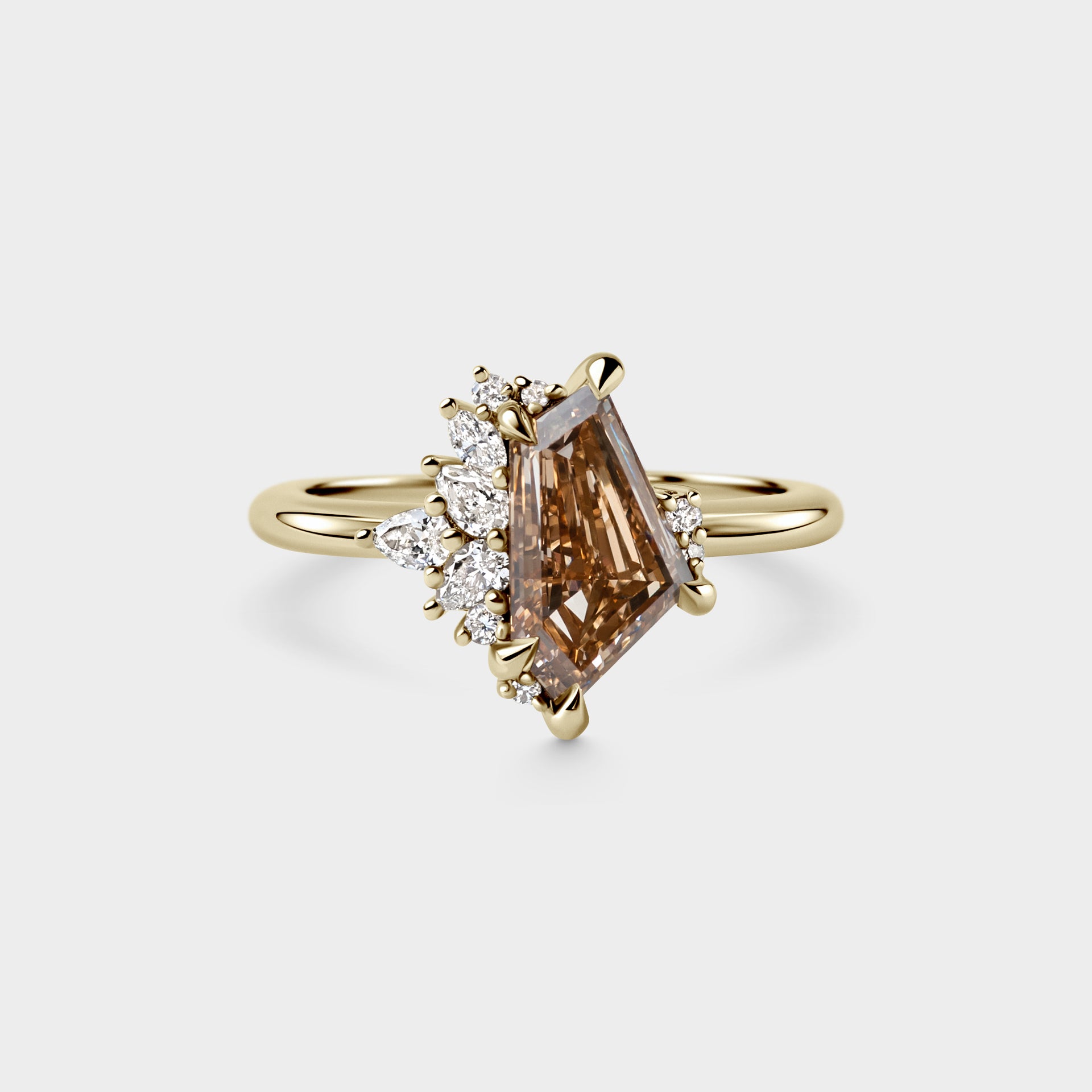 1.64ct Irregular Cluster of Lab Champagne Freeform & Diamond