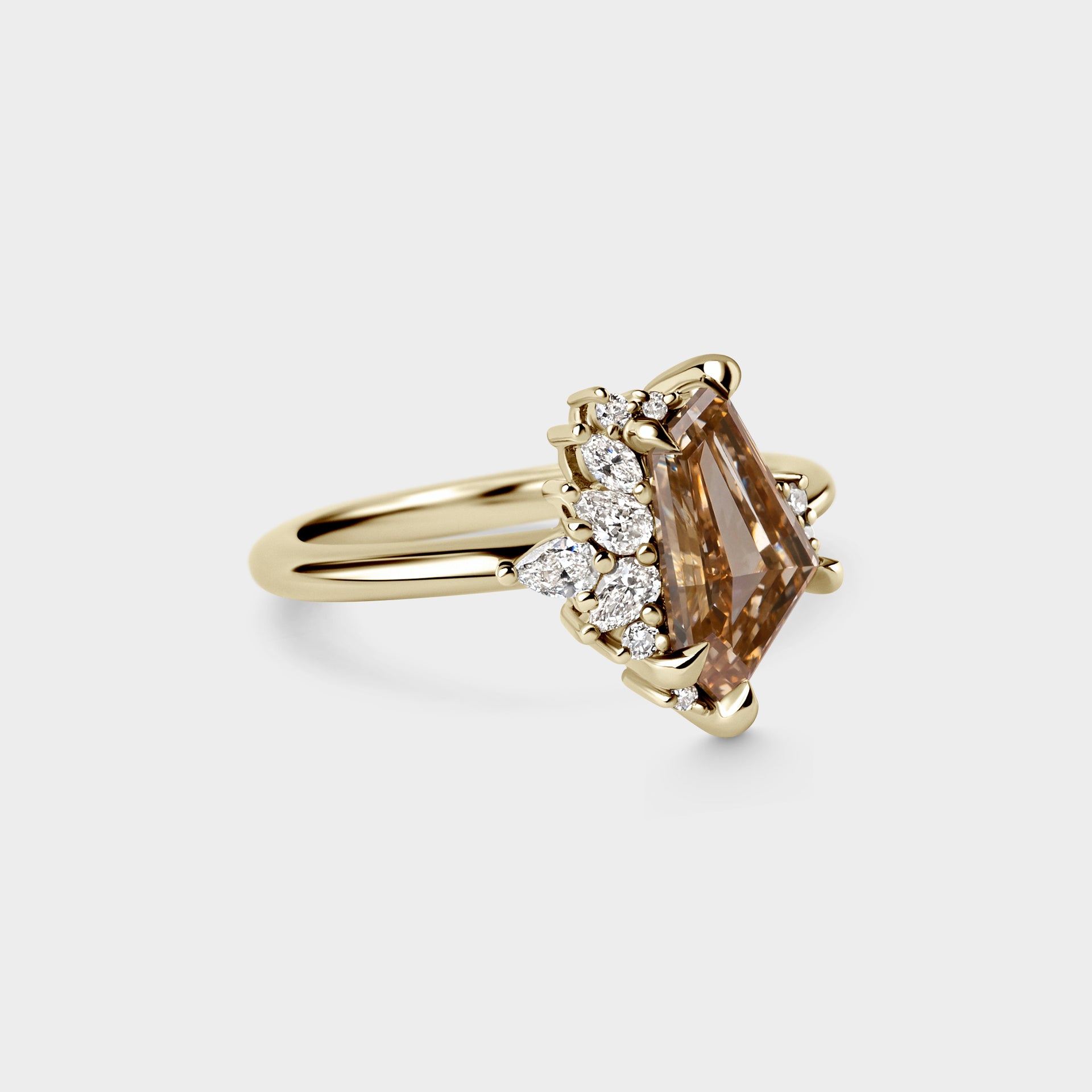 1.64ct Irregular Cluster of Lab Champagne Freeform & Diamond
