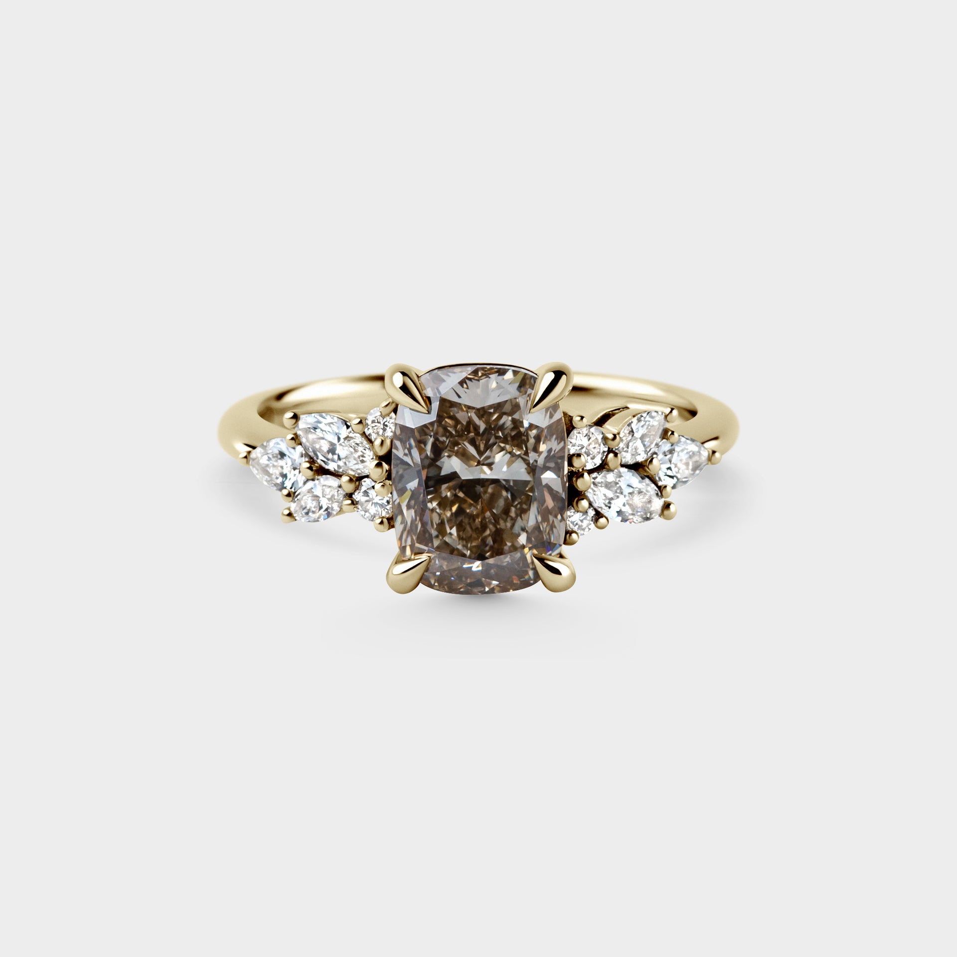 2.00ct Symmetrical Cluster of Champagne Cushion & Diamond