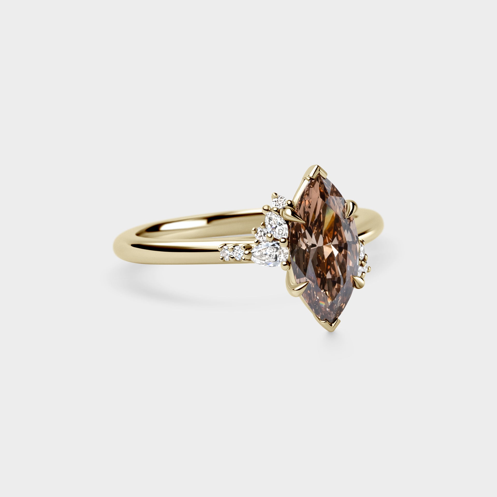 1.22ct Asymmetrical Cluster of Champagne Marquise & Diamond
