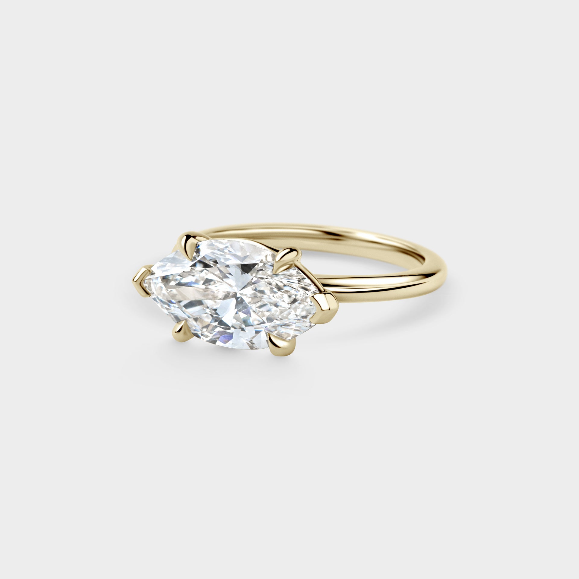 3.06ct East-West Solitaire of Marquise Lab Diamond