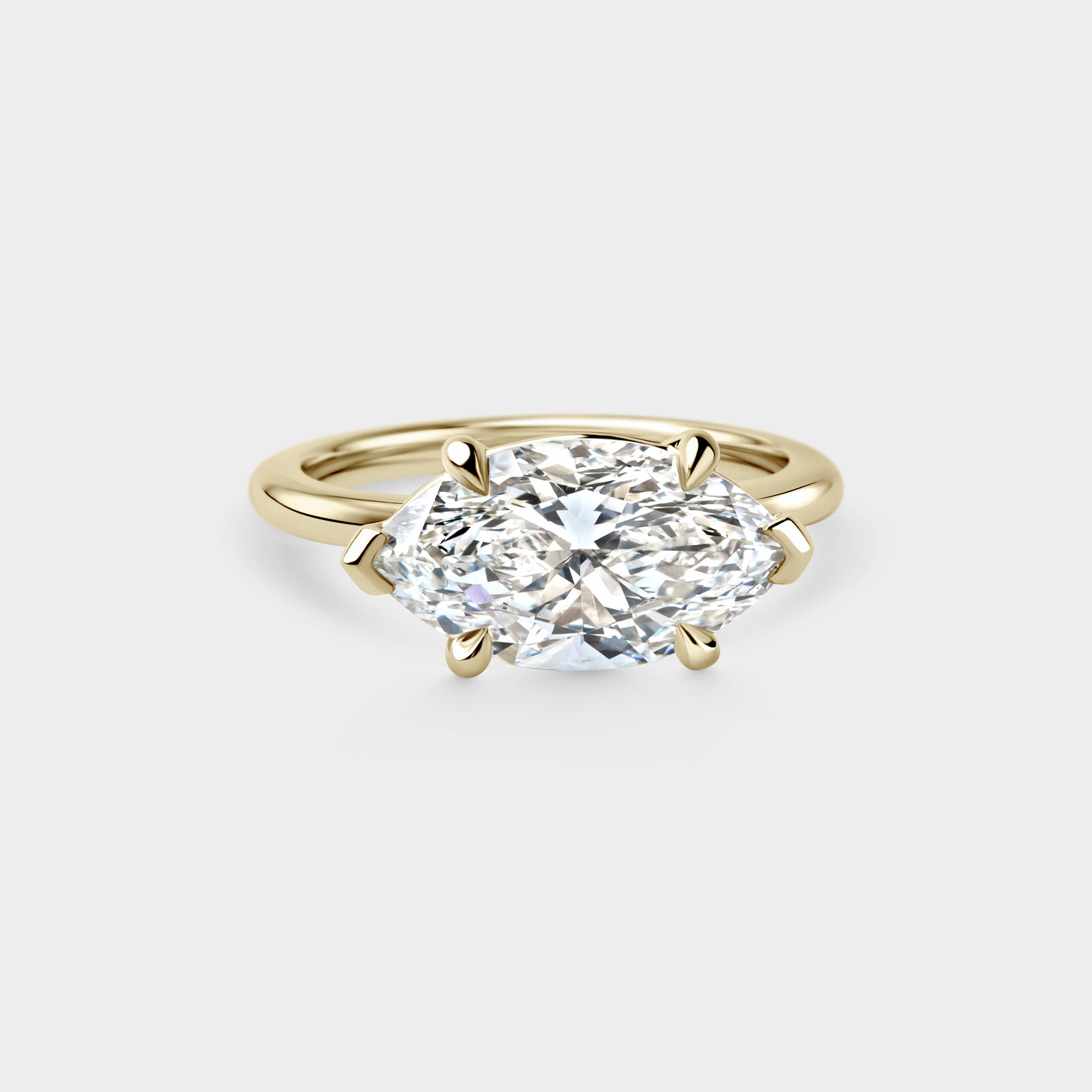3.06ct East-West Solitaire of Marquise Lab Diamond