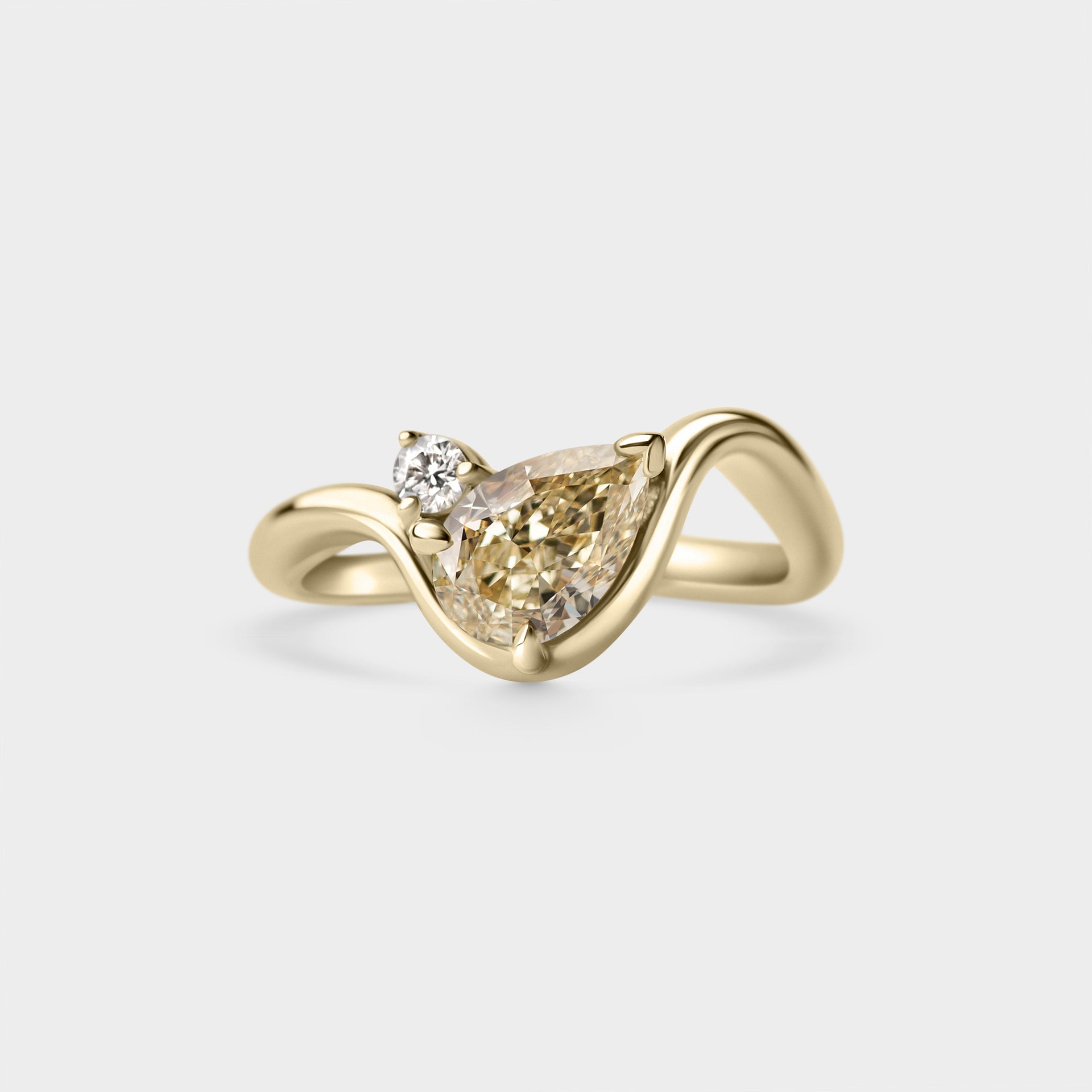 2.01ct East-West Fancy Yellow Pear, Two Stone