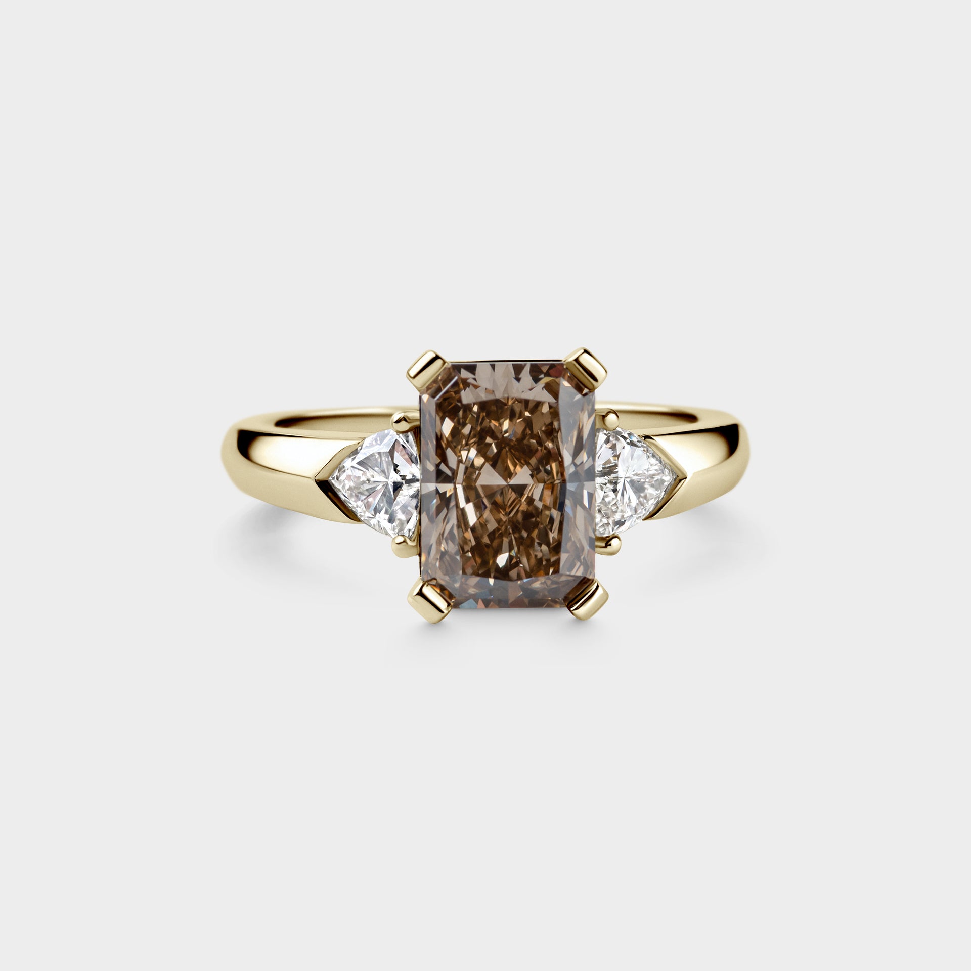2.09ct Three Stone of Champagne Radiant & Trillion