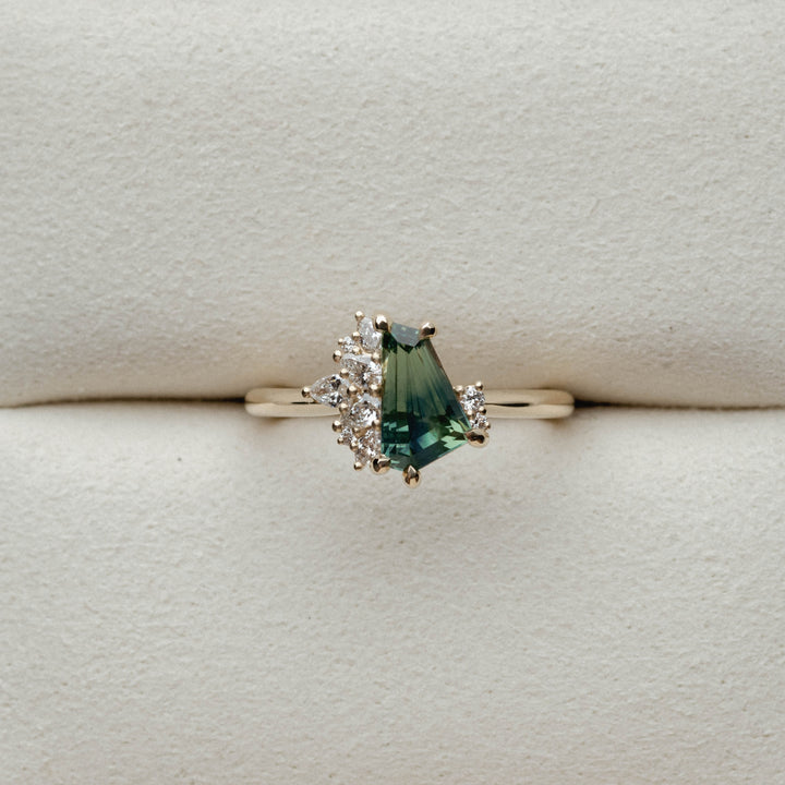 1.82ct Seven Stone of Teal-Green Emerald Cut Lab Grown Diamond