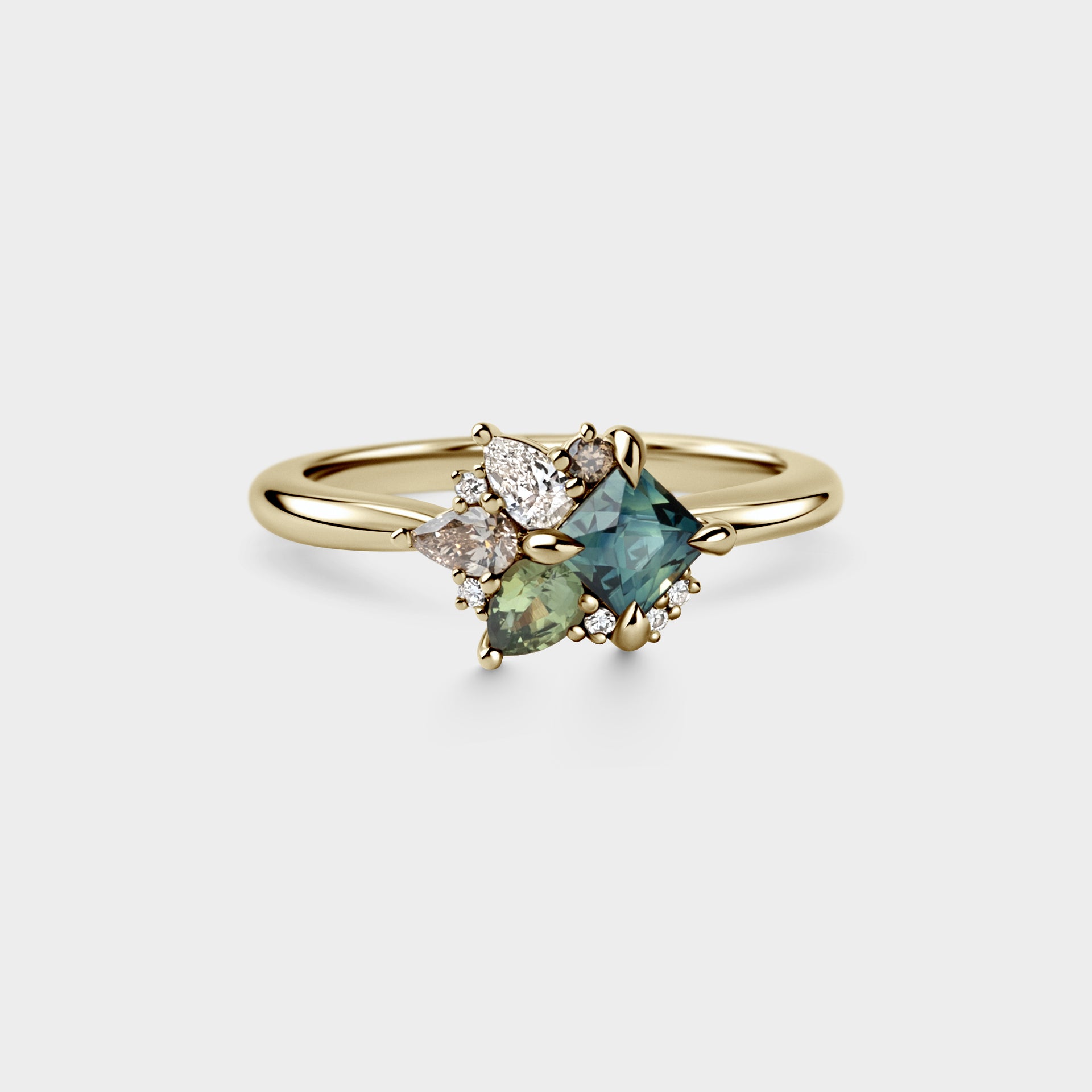Cluster of Sapphire & Champagne Diamond