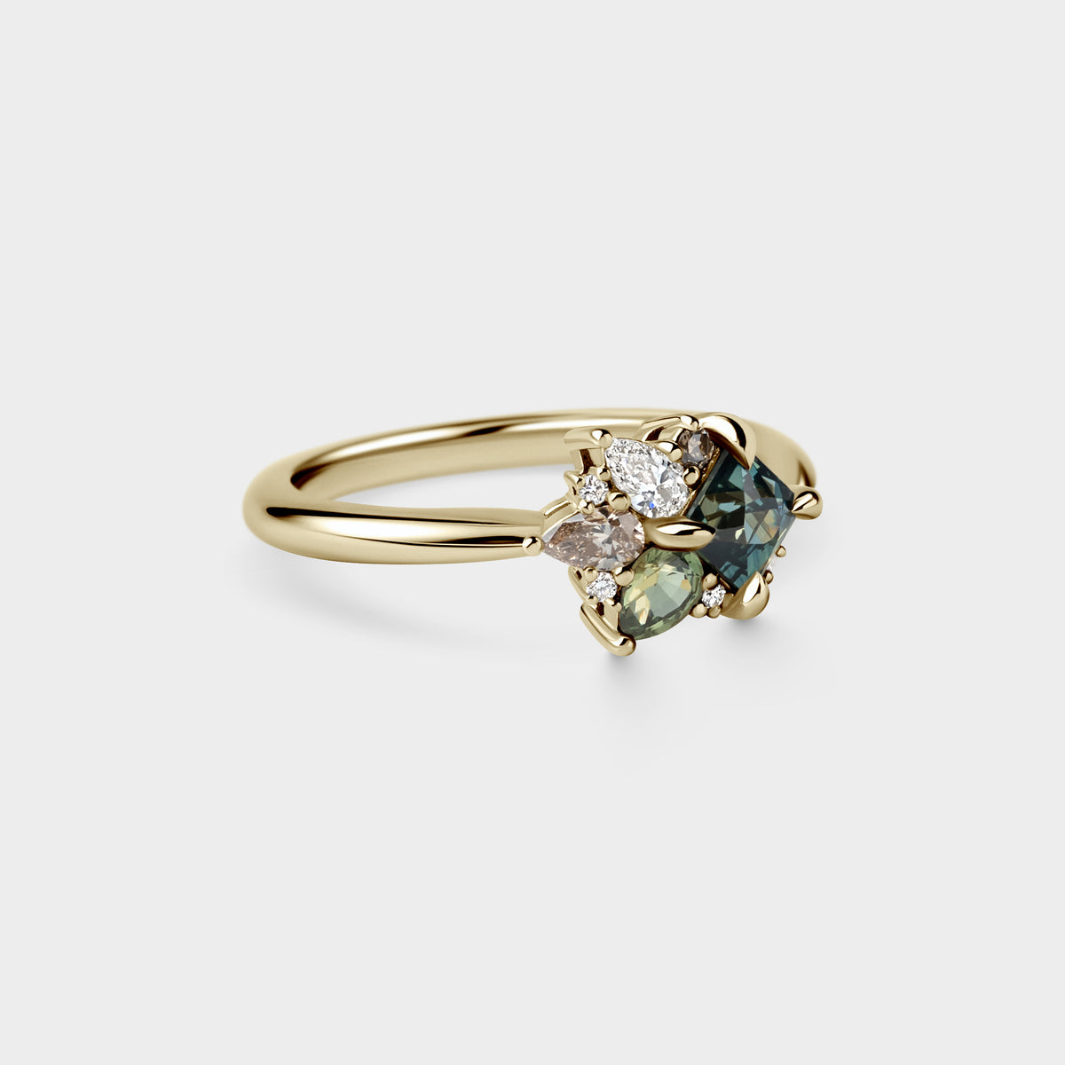Cluster of Sapphire & Champagne Diamond