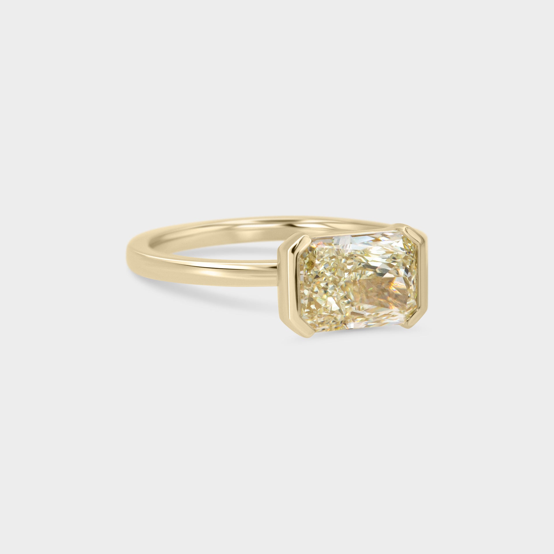 2.03ct East West Half Bezel of Warm White Diamond