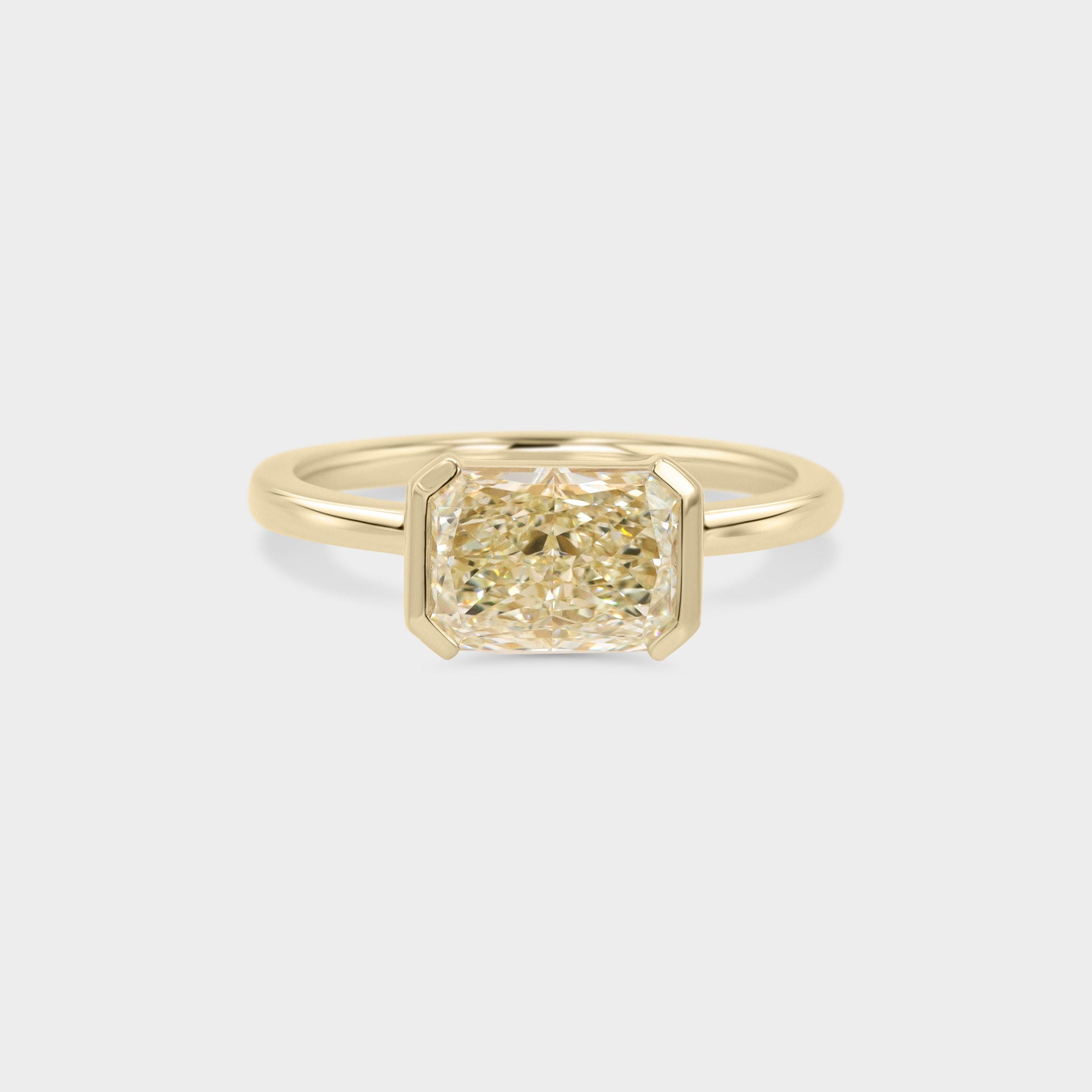 2.03ct East West Half Bezel of Warm White Diamond